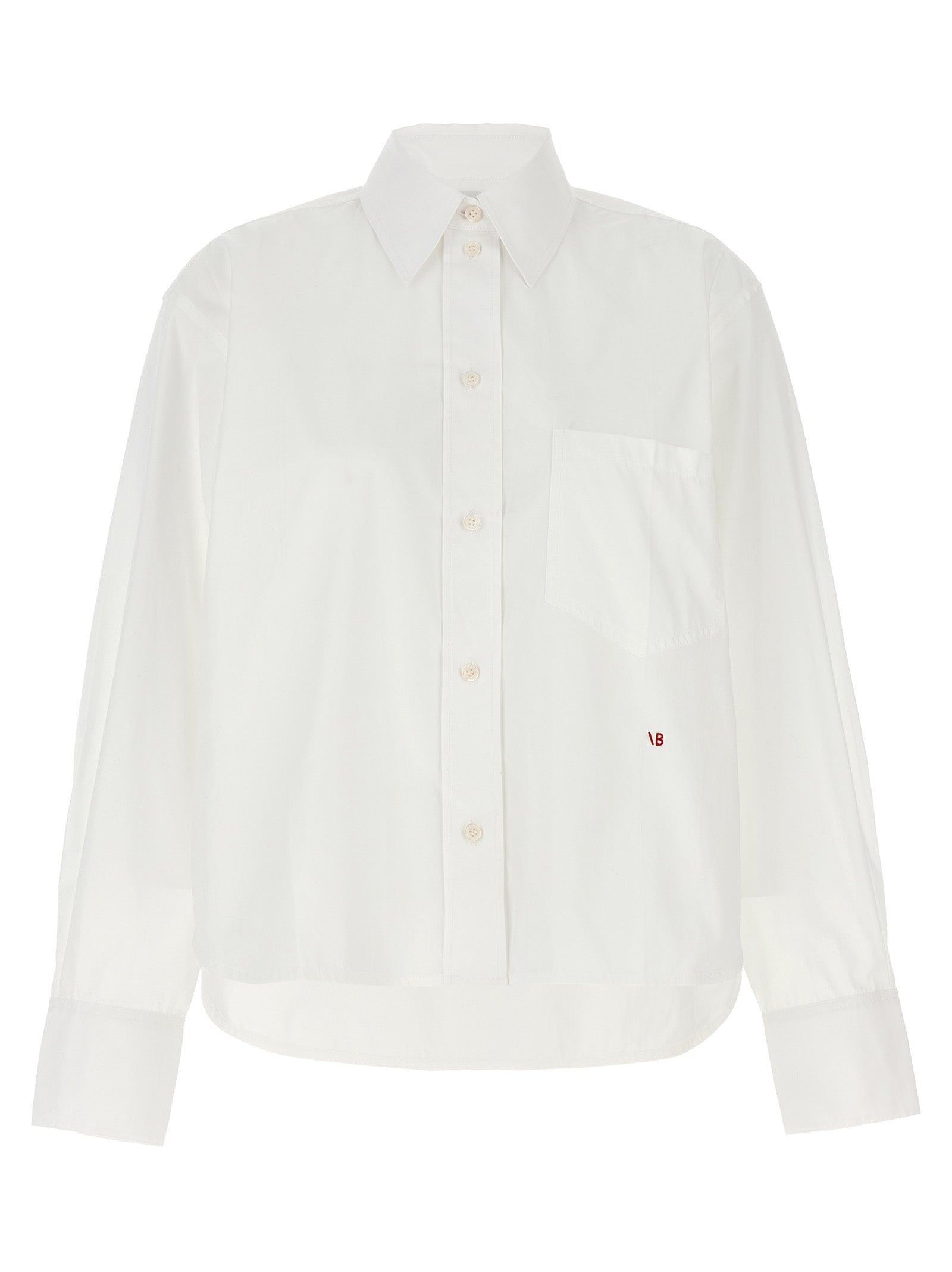 Victoria Beckham-Cropped Shirt With Logo Embroidery Camicie Bianco-Donna