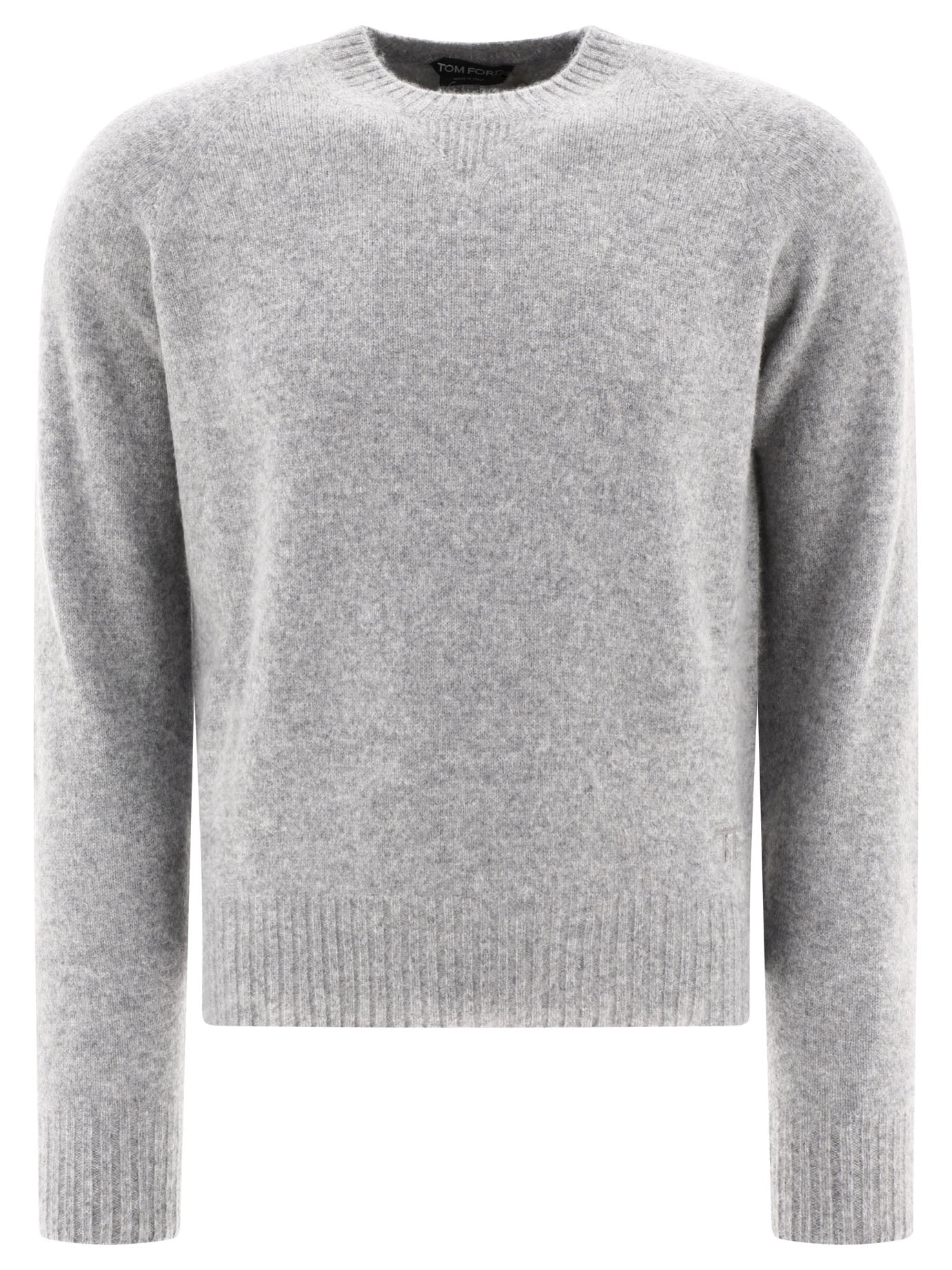 Tom Ford-Cashmere Crewneck Sweater Knitwear Grey-Uomo