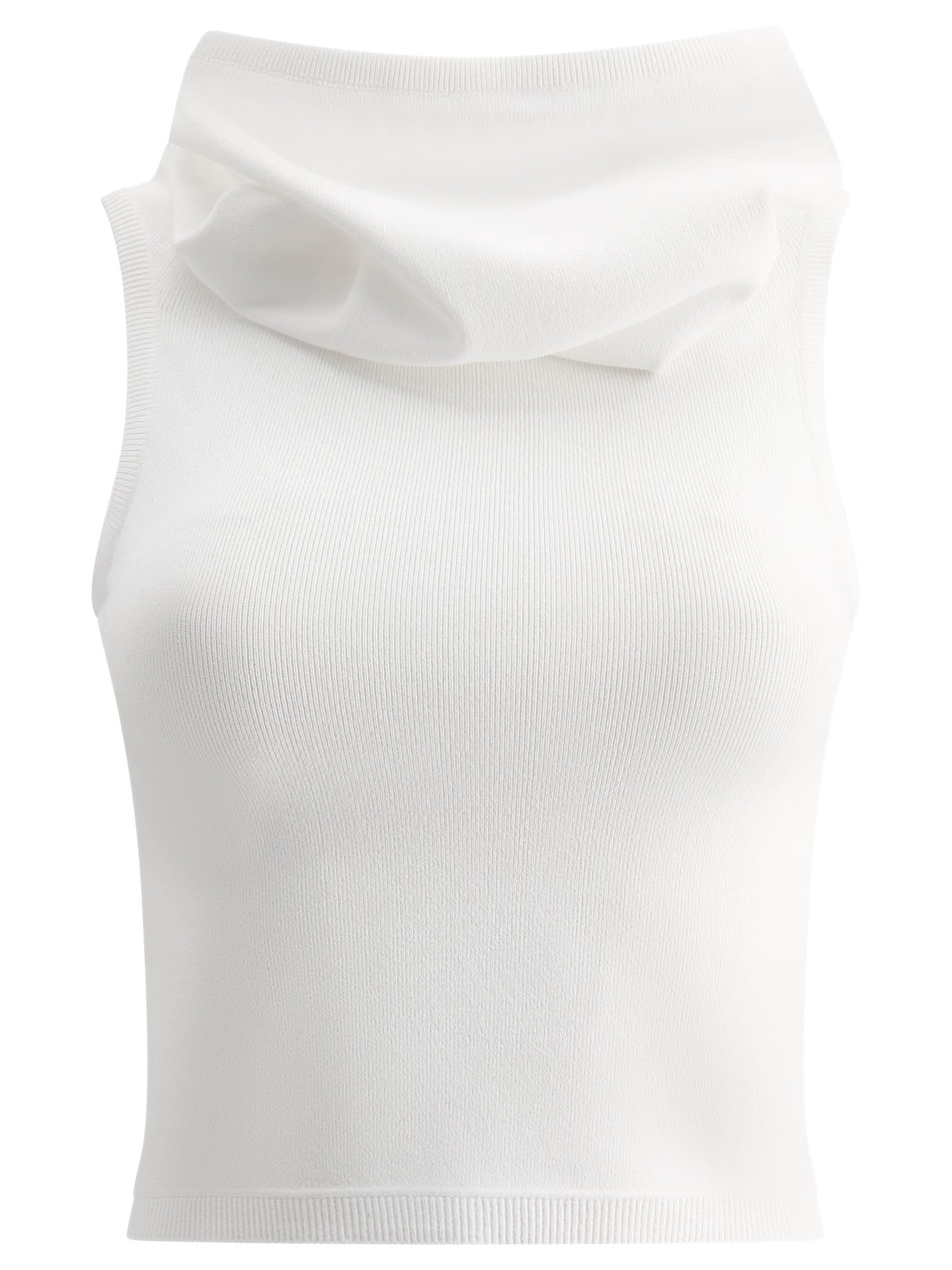 AlaïA-Hooded Knit Top Top Bianco-Donna