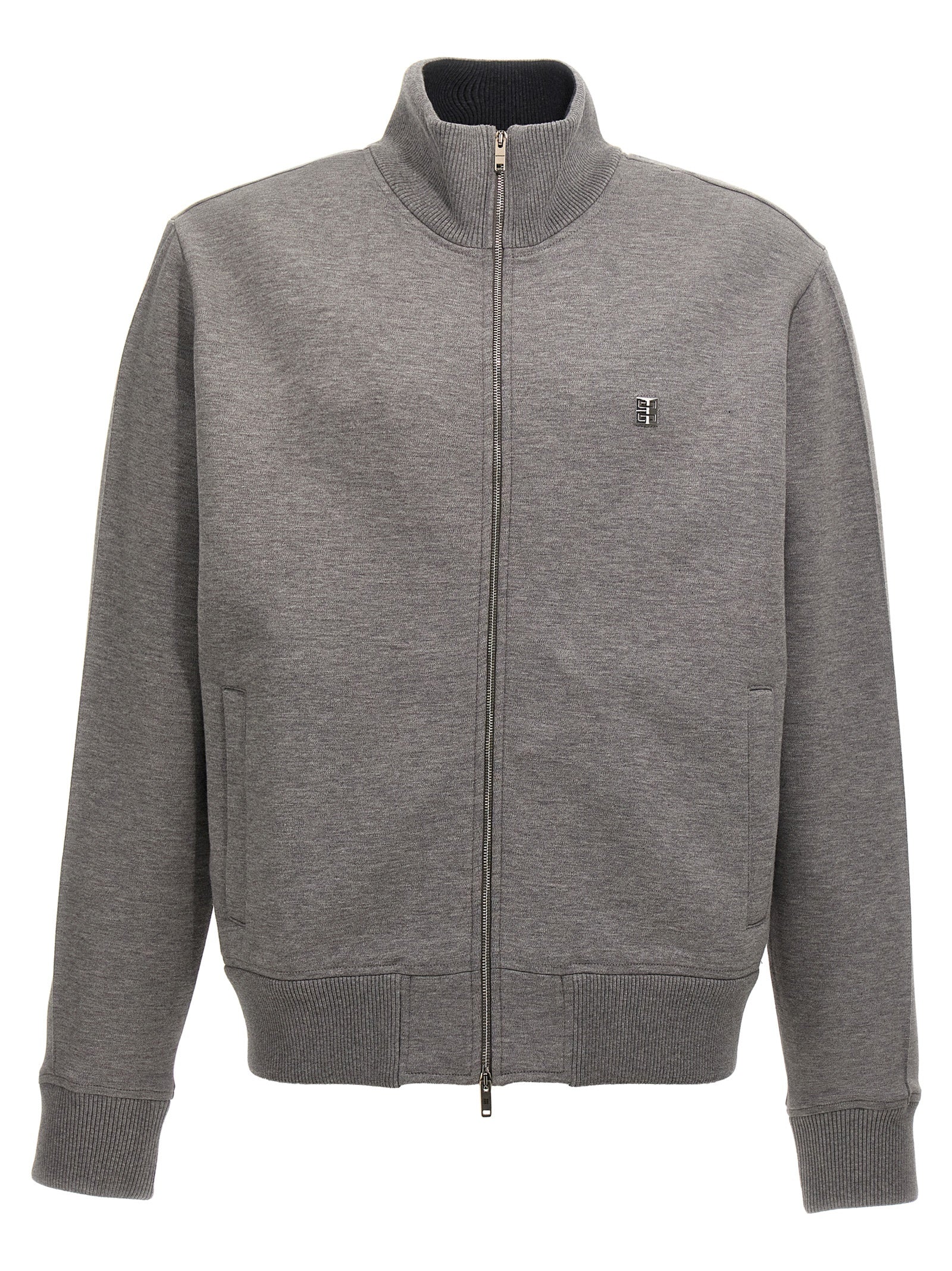 Givenchy-Metallic Logo Felpe Grigio-Uomo