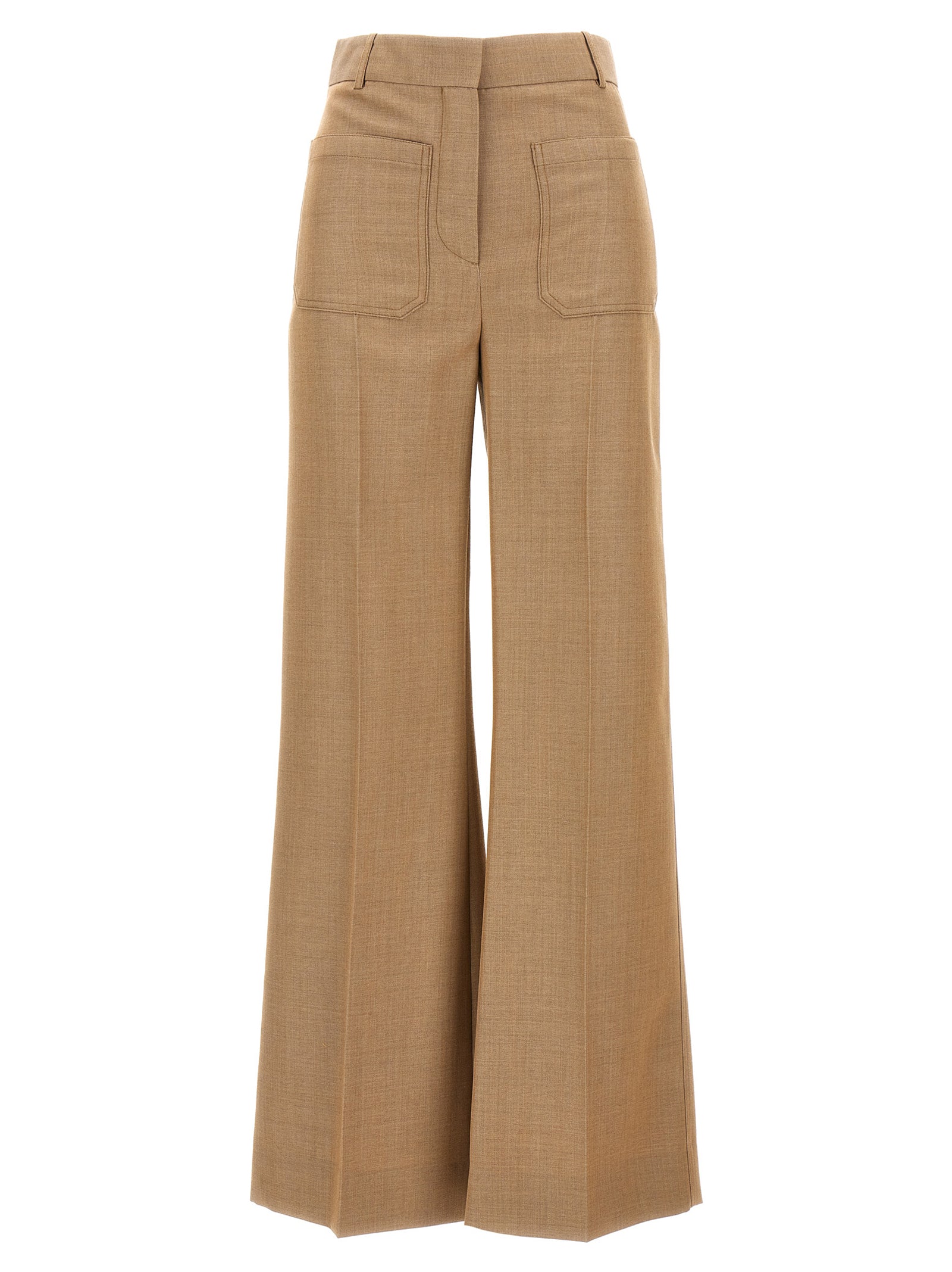 Victoria Beckham-Alina Pantaloni Beige-Donna