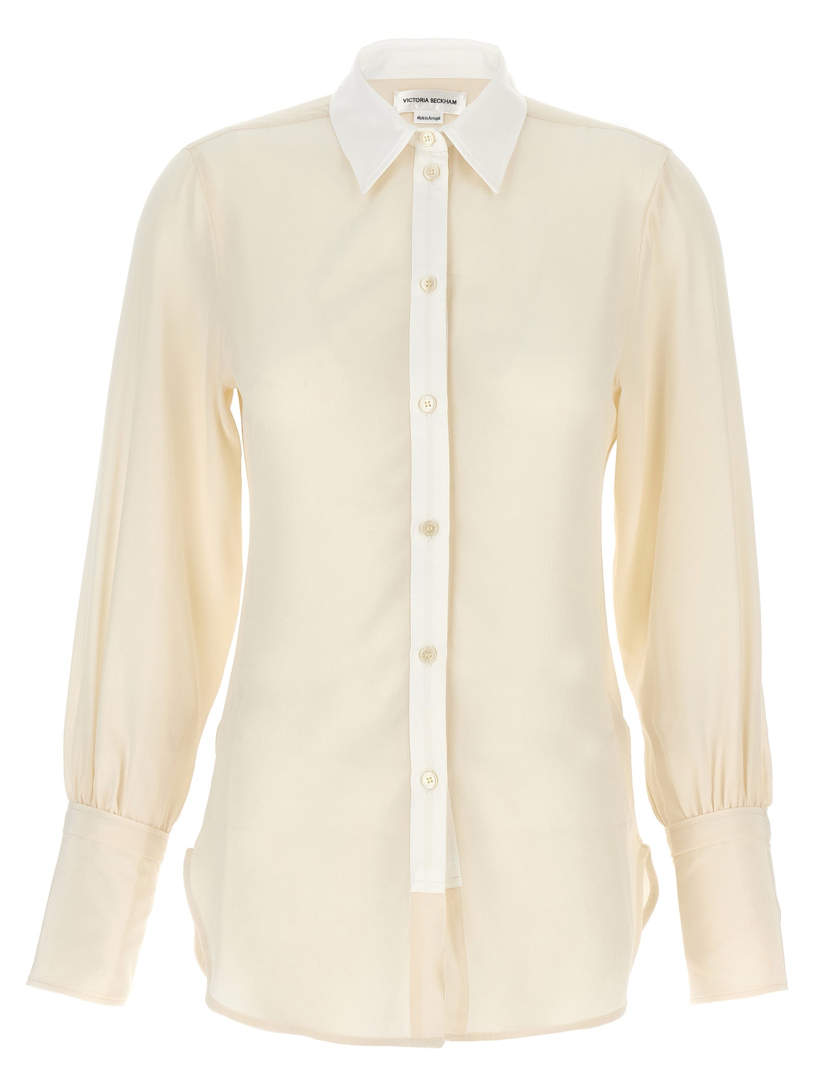 Victoria Beckham-Shirt With Contrast Details Camicie Bianco-Donna