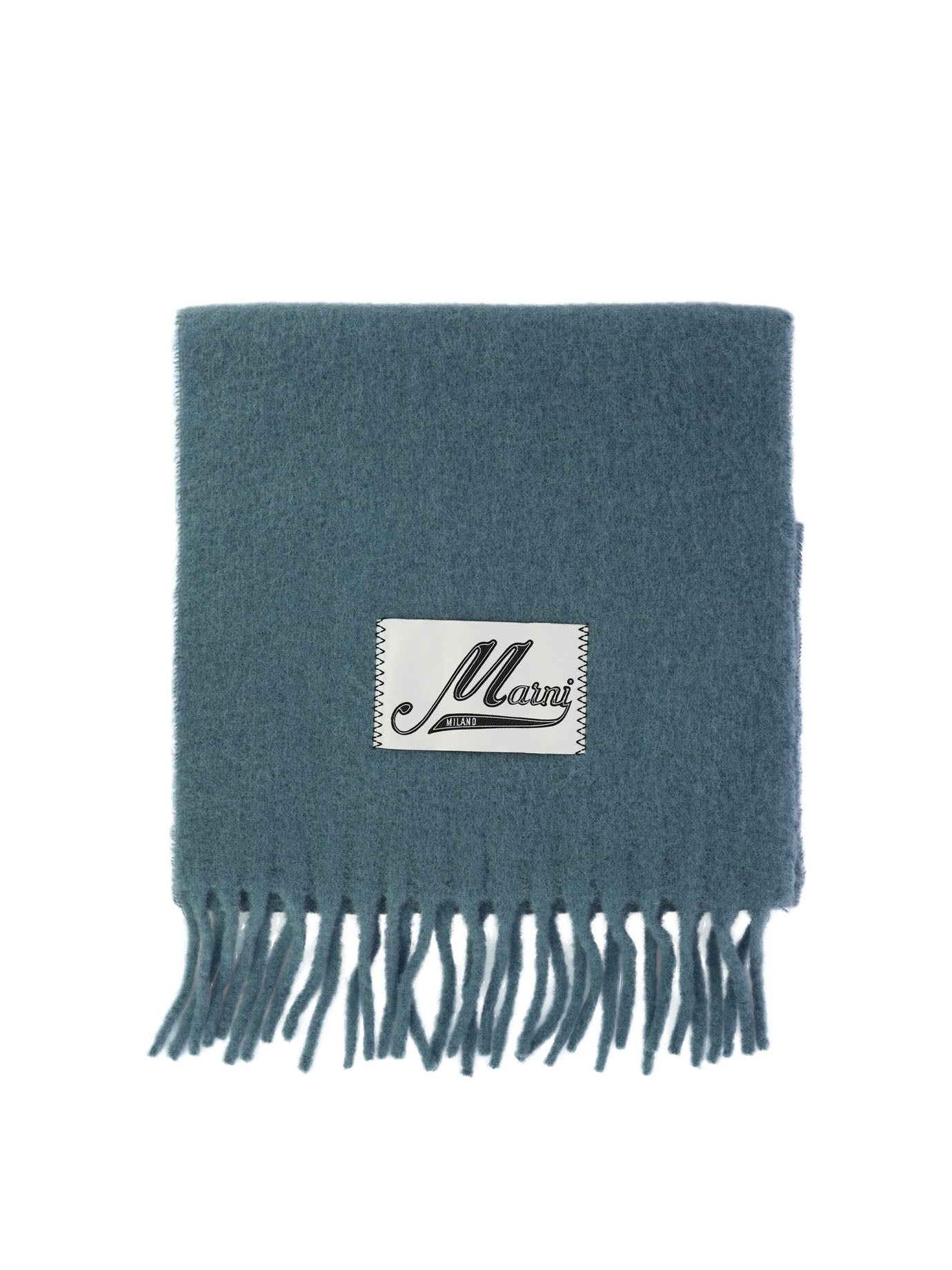 Marni-Scarf With Logo Patch Scarves Celeste-Uomo