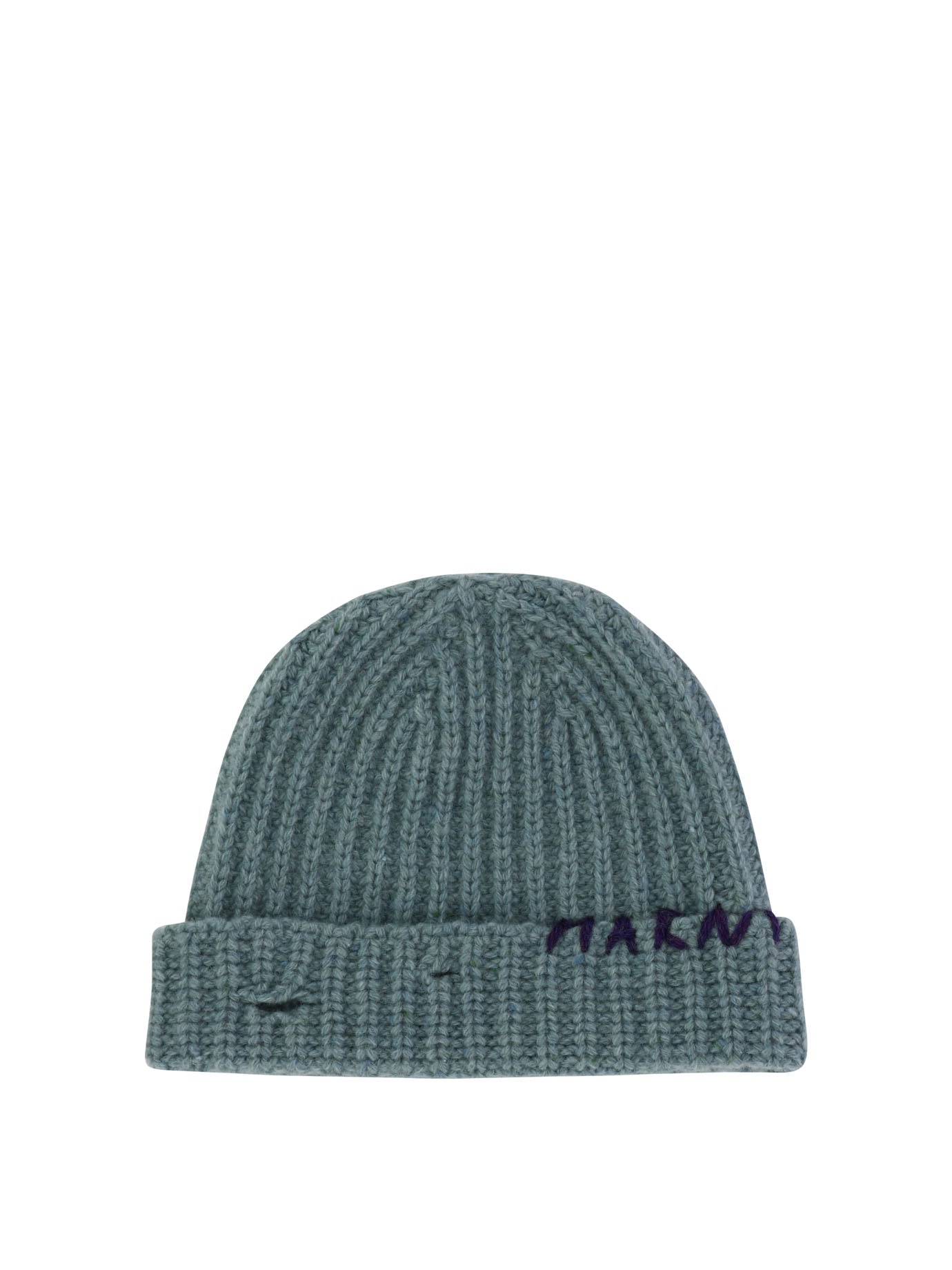 Marni-Beanie With Embroidered Logo Cappelli Celeste-Donna