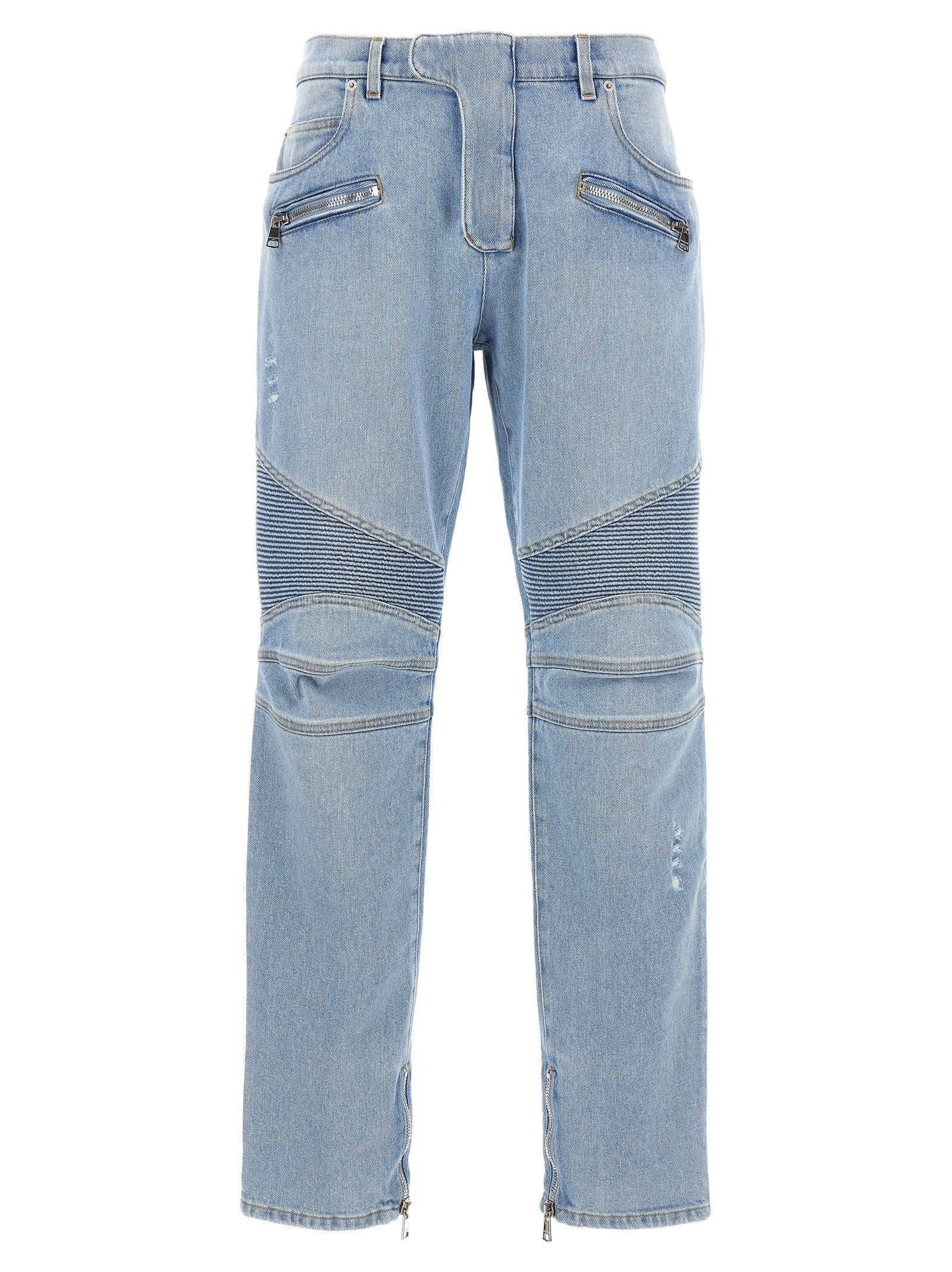 Balmain-Biker Jeans Celeste-Uomo