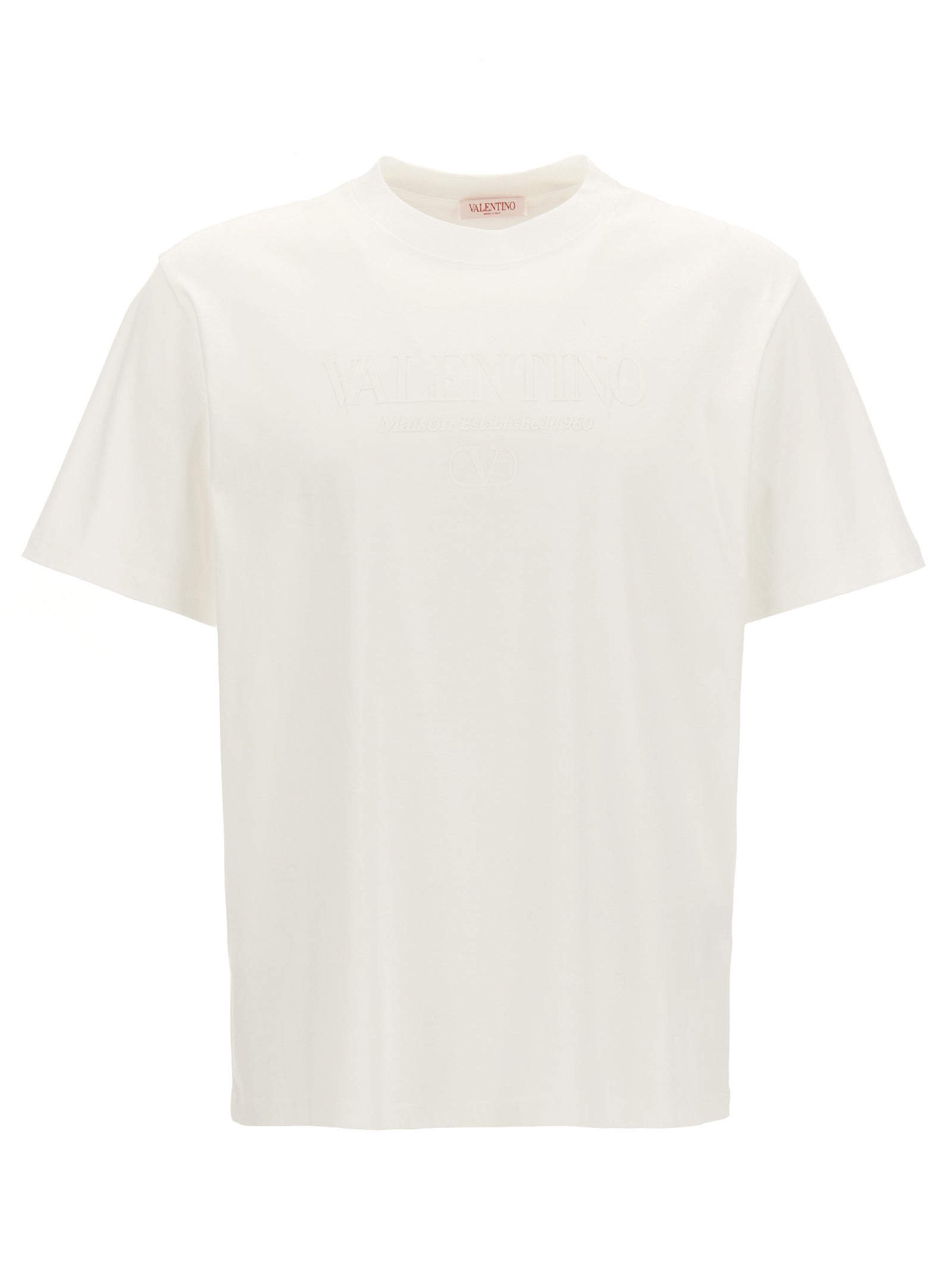 Valentino Garavani-Valentino Logo Print T Shirt Bianco-Uomo