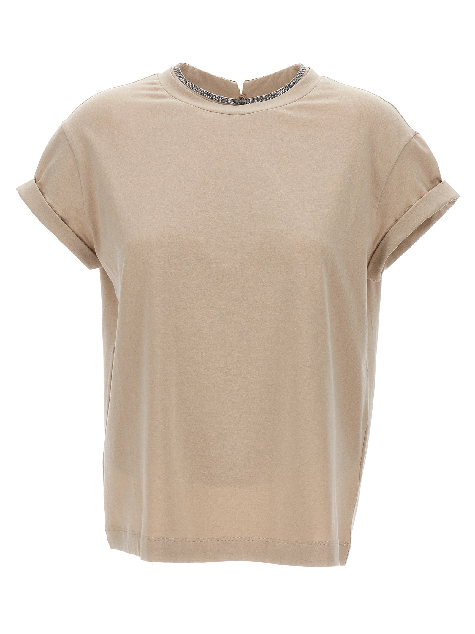 Brunello Cucinelli-Monile T Shirt Beige-Donna