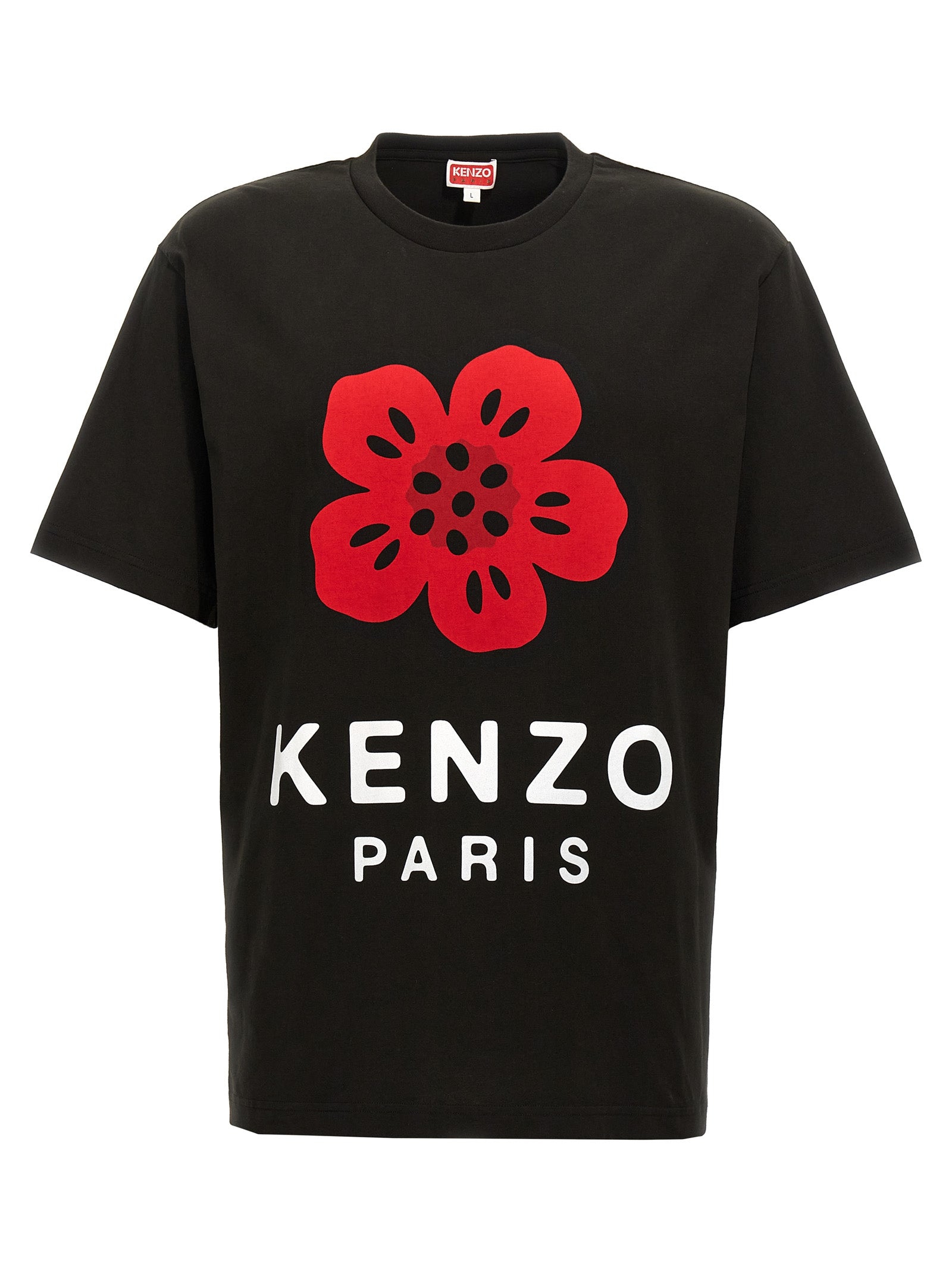 Kenzo-Stampa Fiore T Shirt Nero-Uomo