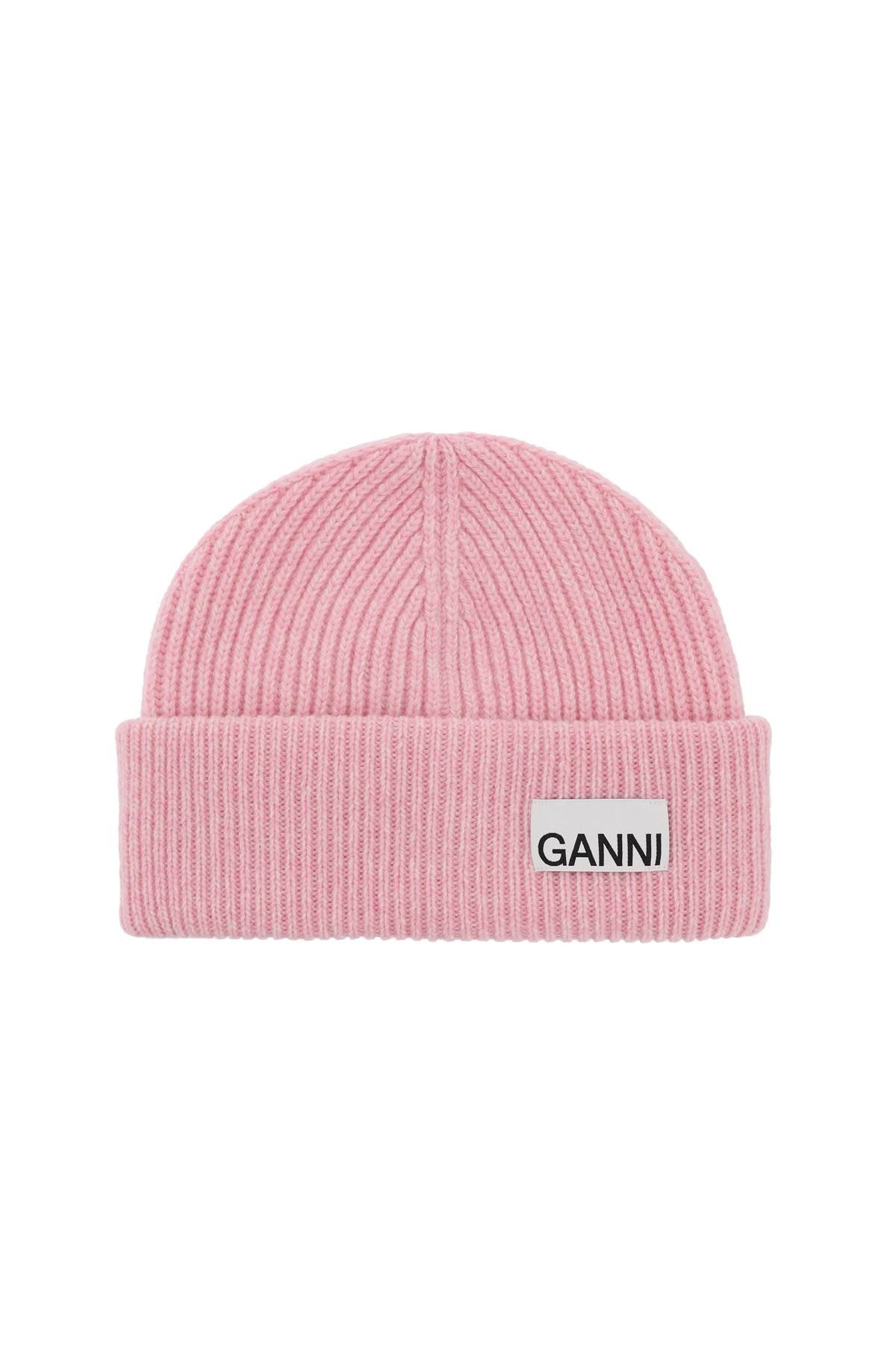 Ganni-Cappello Beanie Con Etichetta Logo-Donna