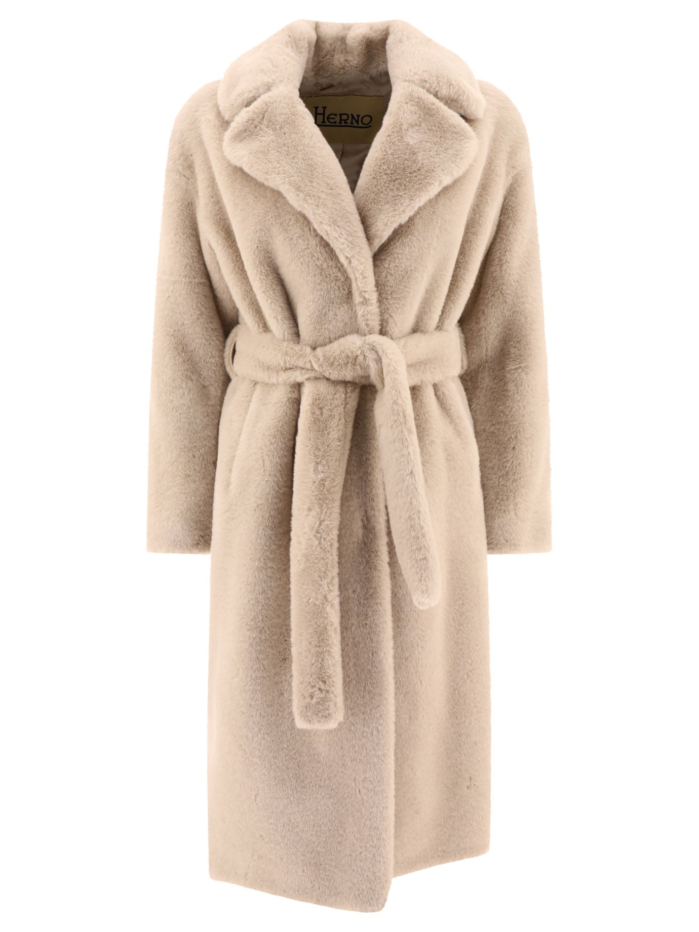 Herno-Belted Coat Coats Beige-Donna