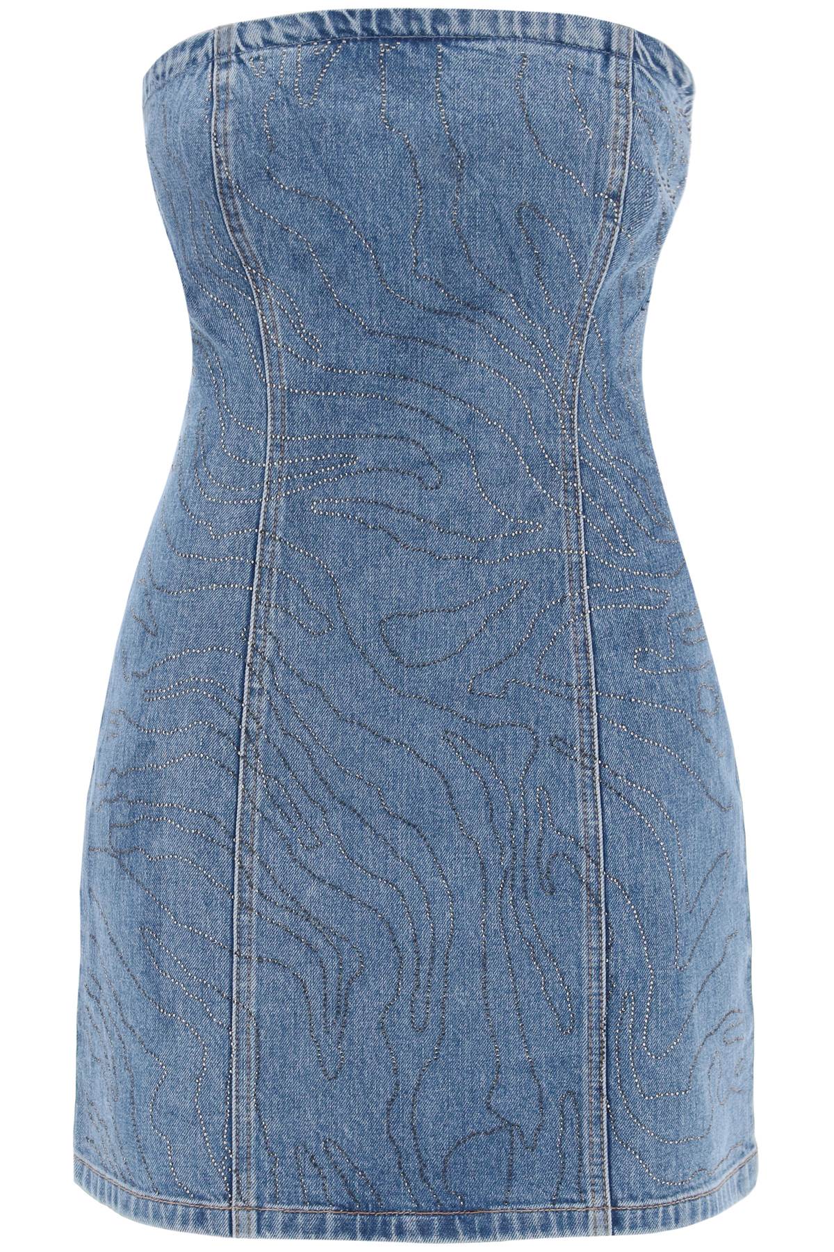 Rotate-Miniabito In Denim Con Strass-Donna