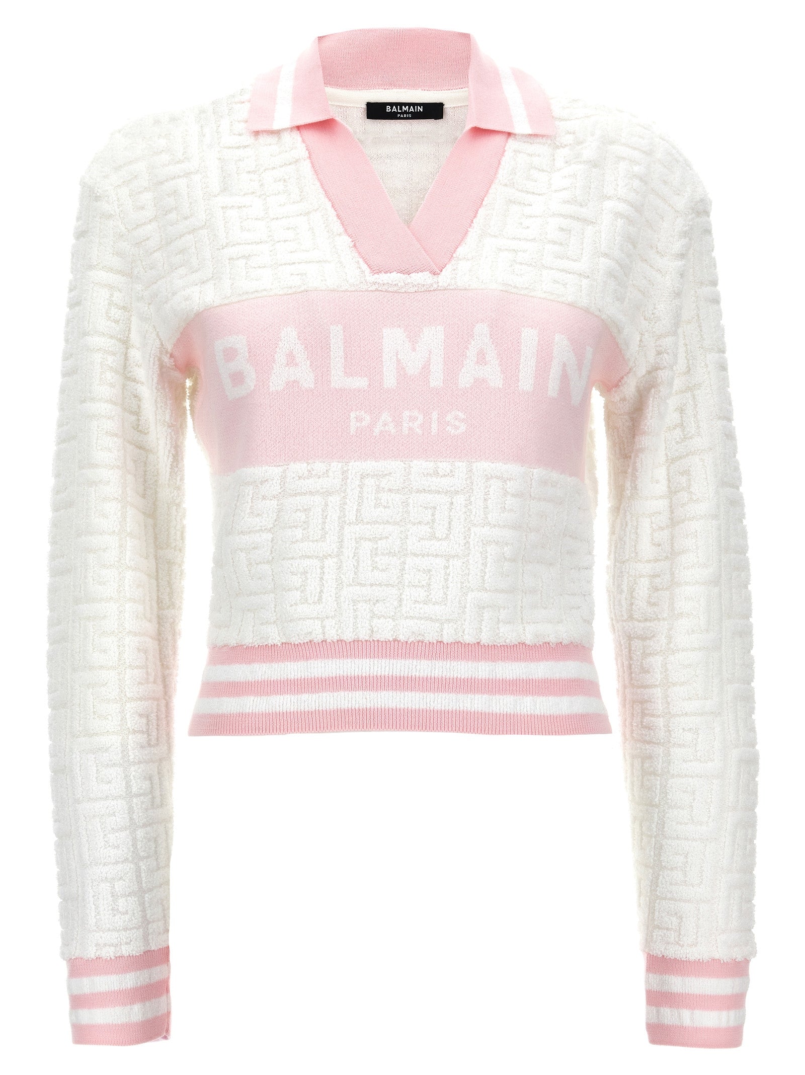 Balmain-Monogram Polo Bianco-Donna