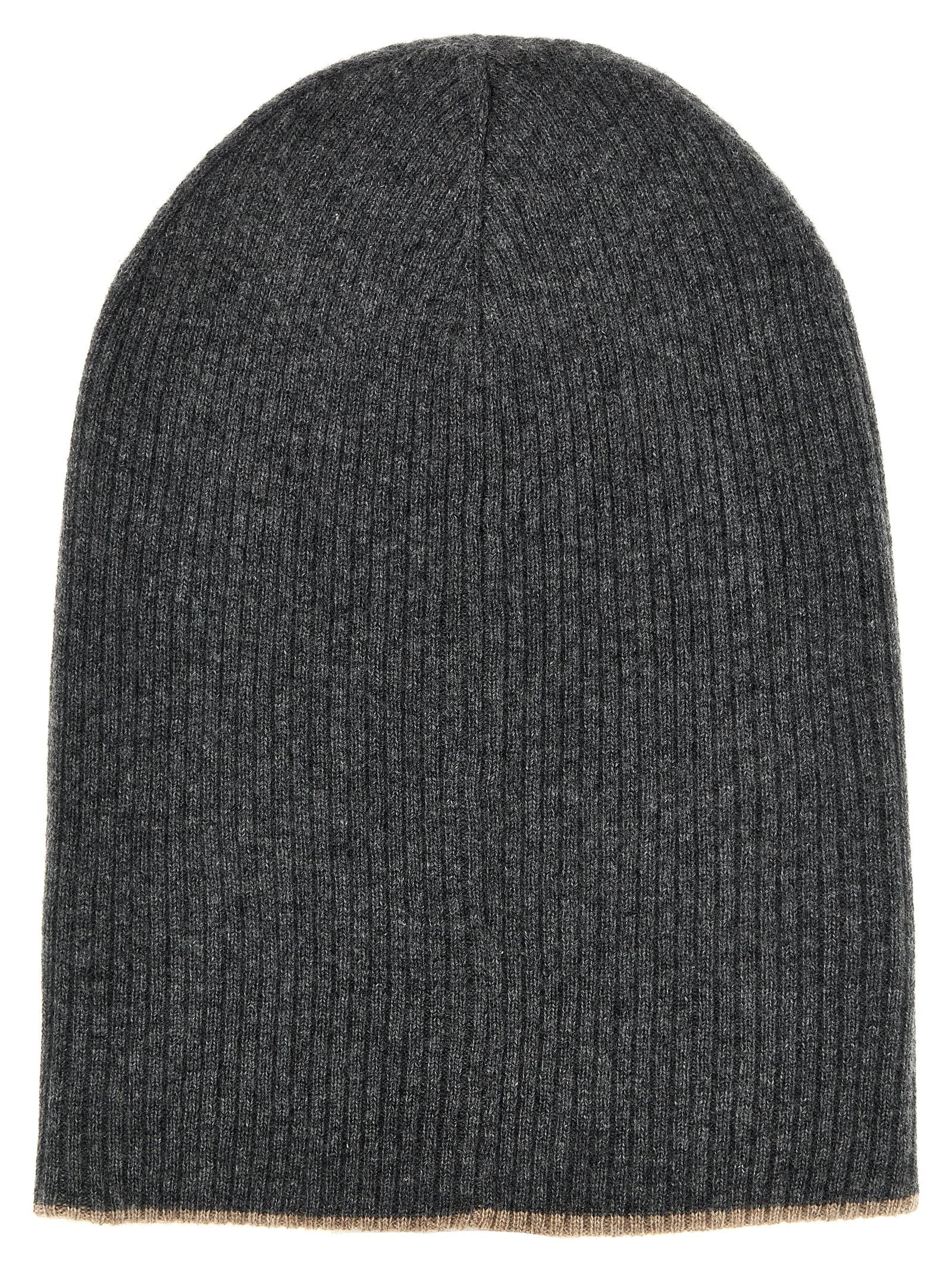 Brunello Cucinelli-Reversible Beanie Cappelli Marrone-Uomo