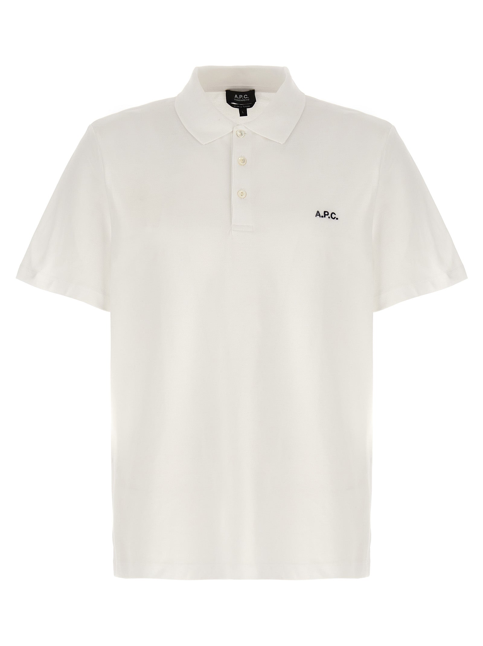 A. P.C.-Logo Embroidery Shirt Polo Bianco-Uomo