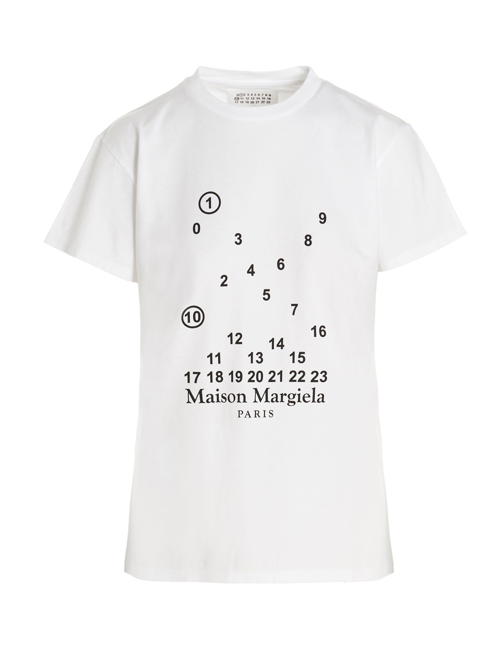 Maison Margiela-Logo Printed T Shirt Bianco/Nero-Donna