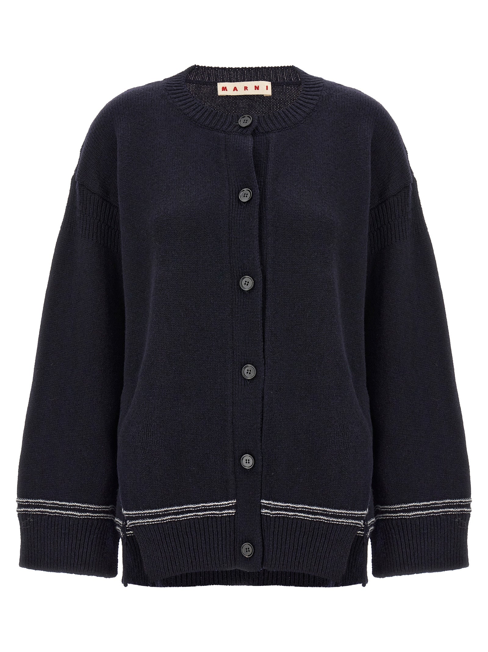 Marni-Logo Cardigan Maglioni Blu-Donna