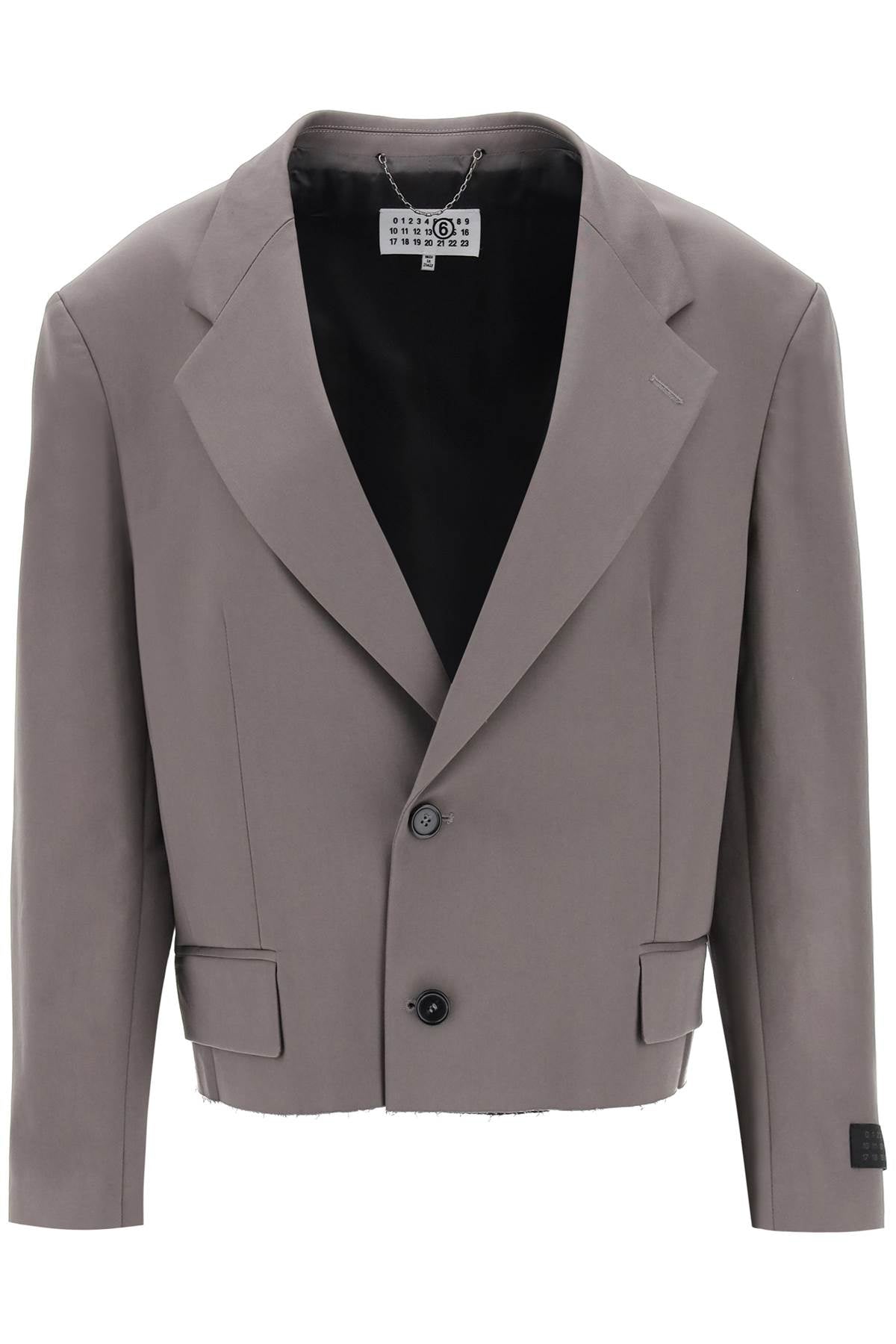 MM6 Maison Margiela-Blazer Cropped Con Orlo A Taglio Vivo-Donna