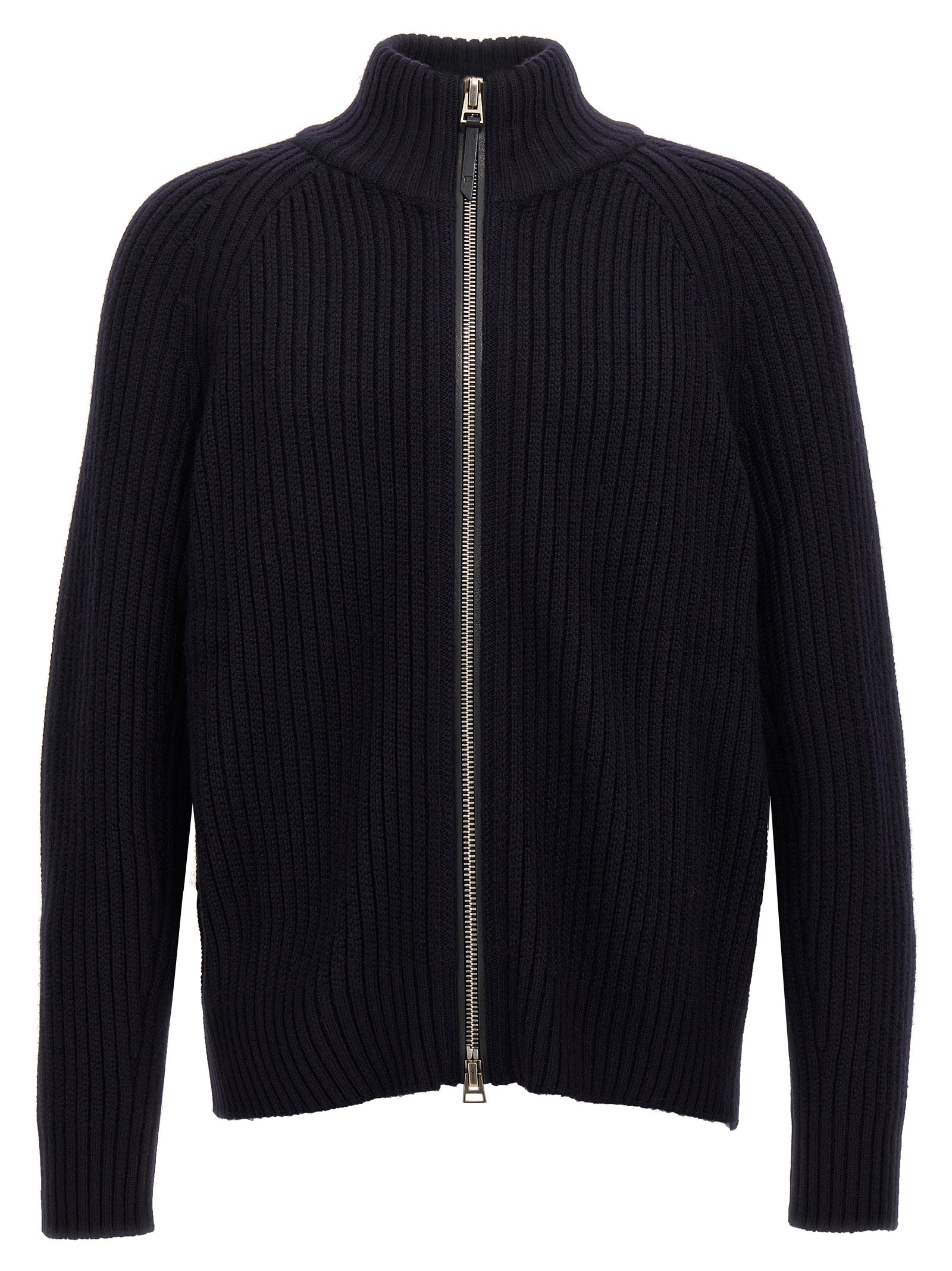 Tom Ford-Ribbed Cardigan Maglioni Blu-Uomo