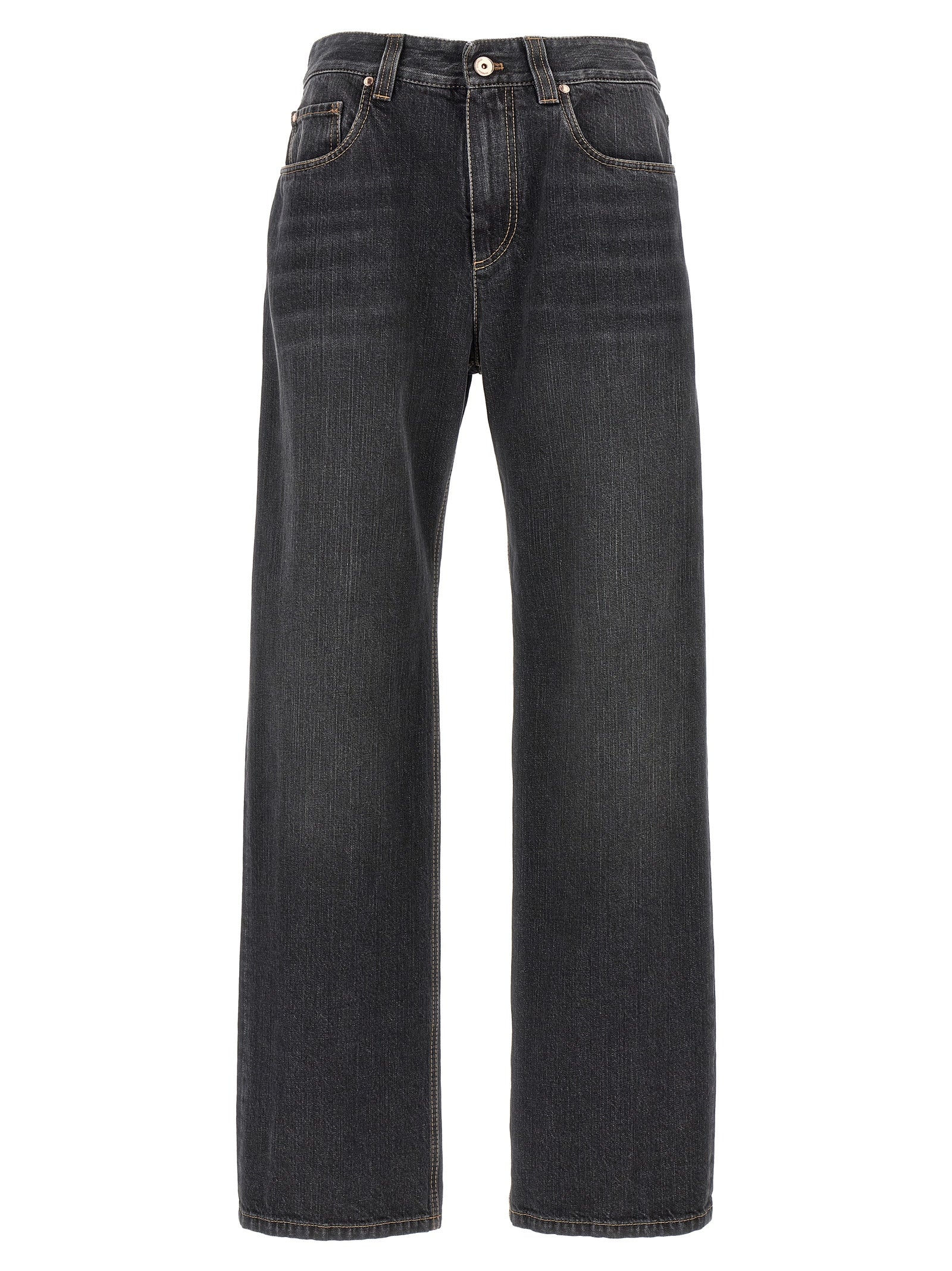 Brunello Cucinelli-Wide Leg Jeans Nero-Donna