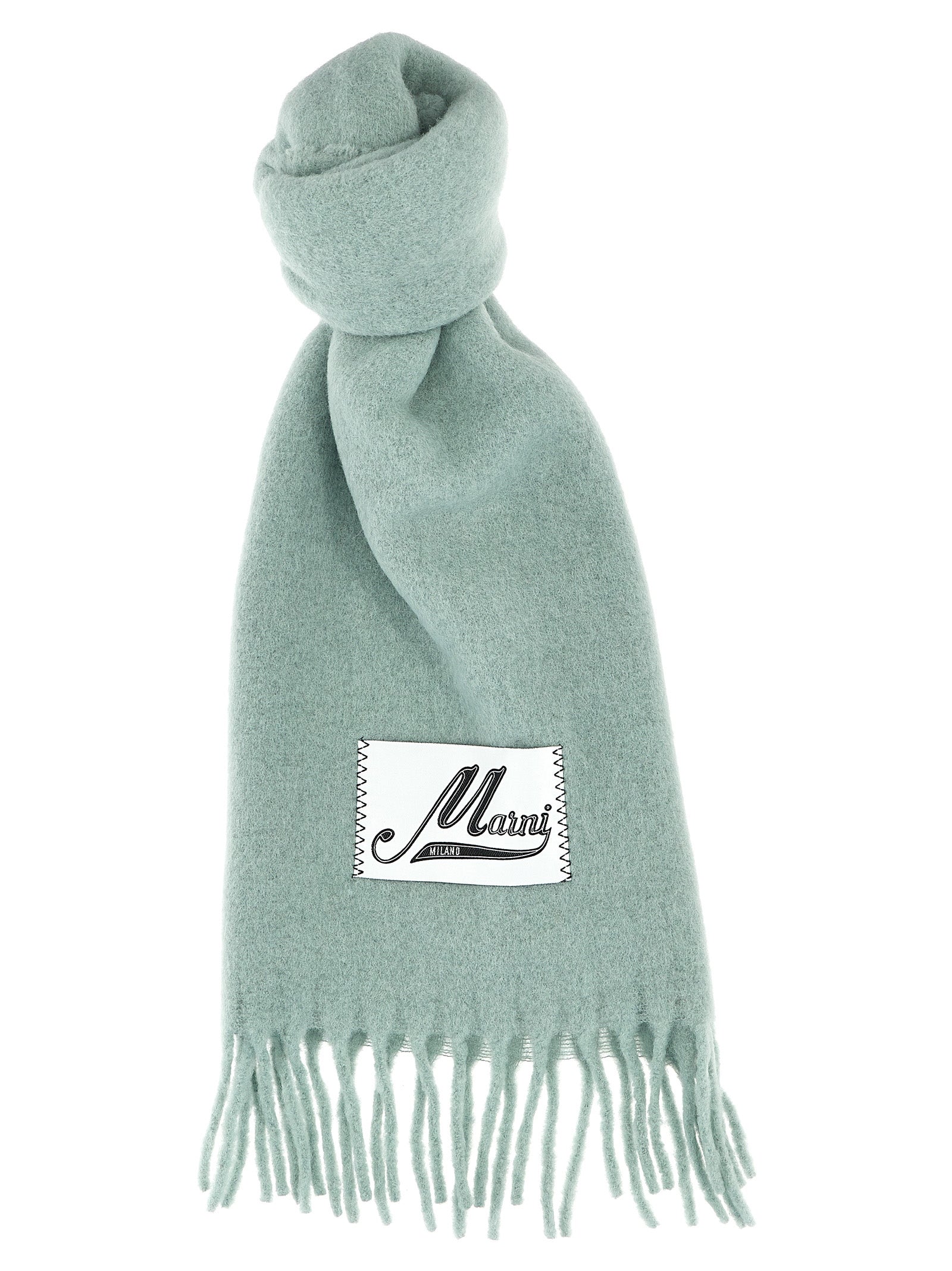 Marni-Logo Patch Scarf Sciarpe Verde-Donna