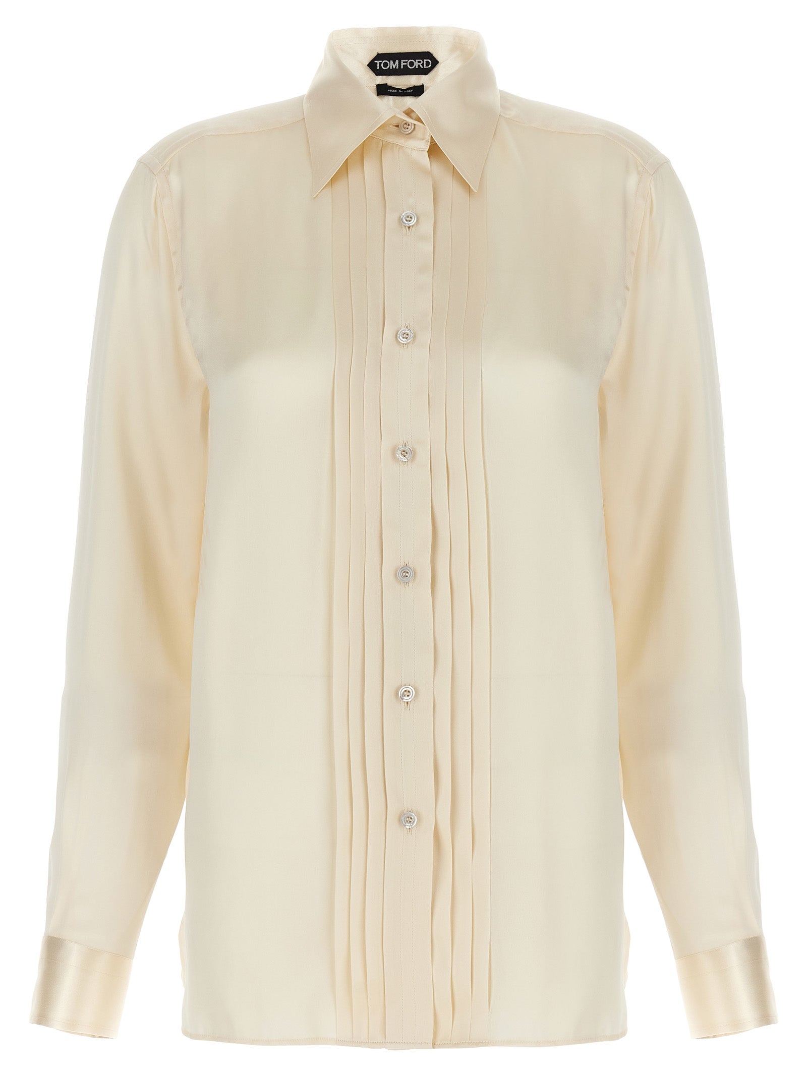 Tom Ford-Pleated Plastron Shirt Camicie Bianco-Donna