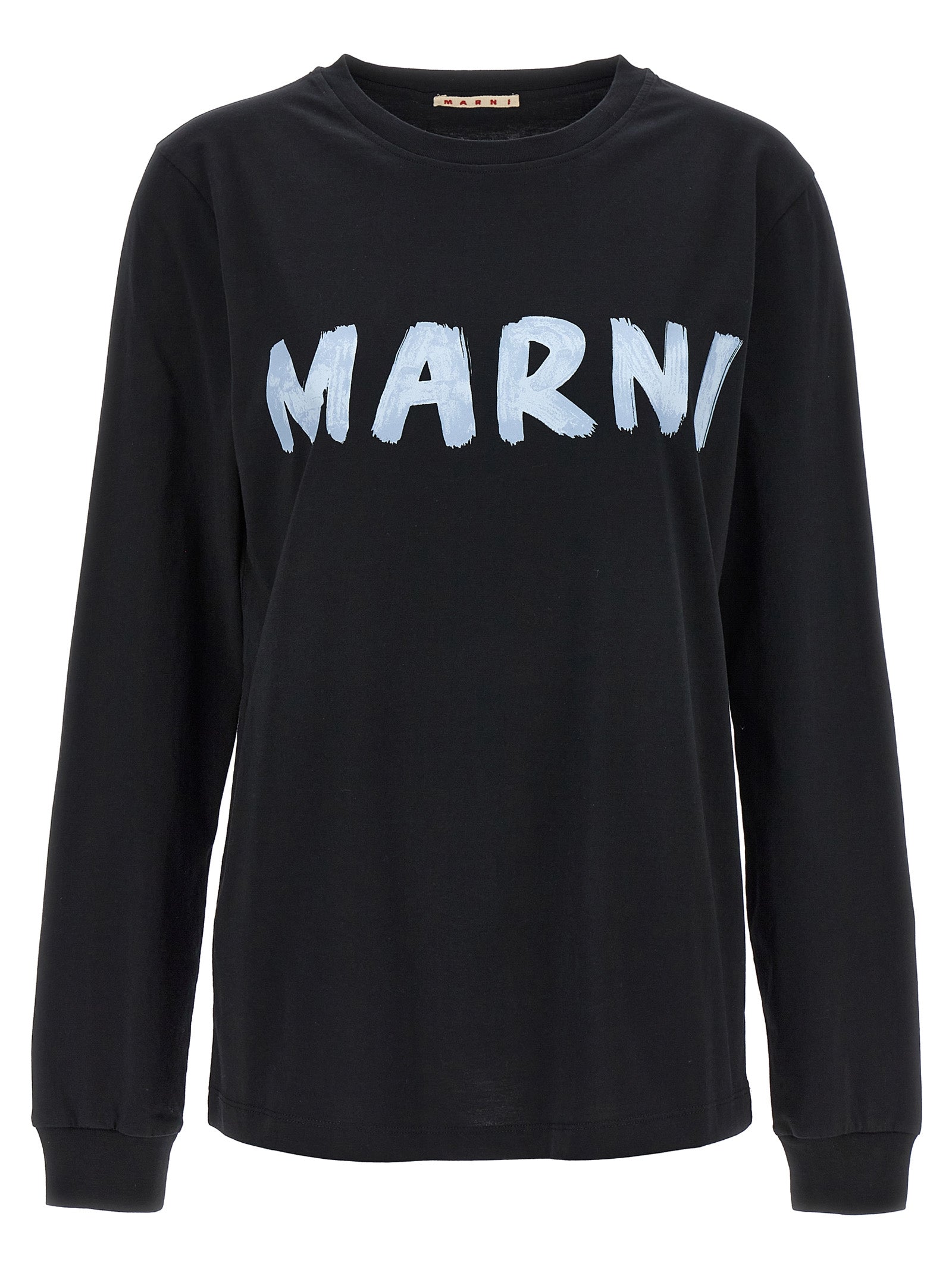 Marni-Logo Print T Shirt Nero-Donna