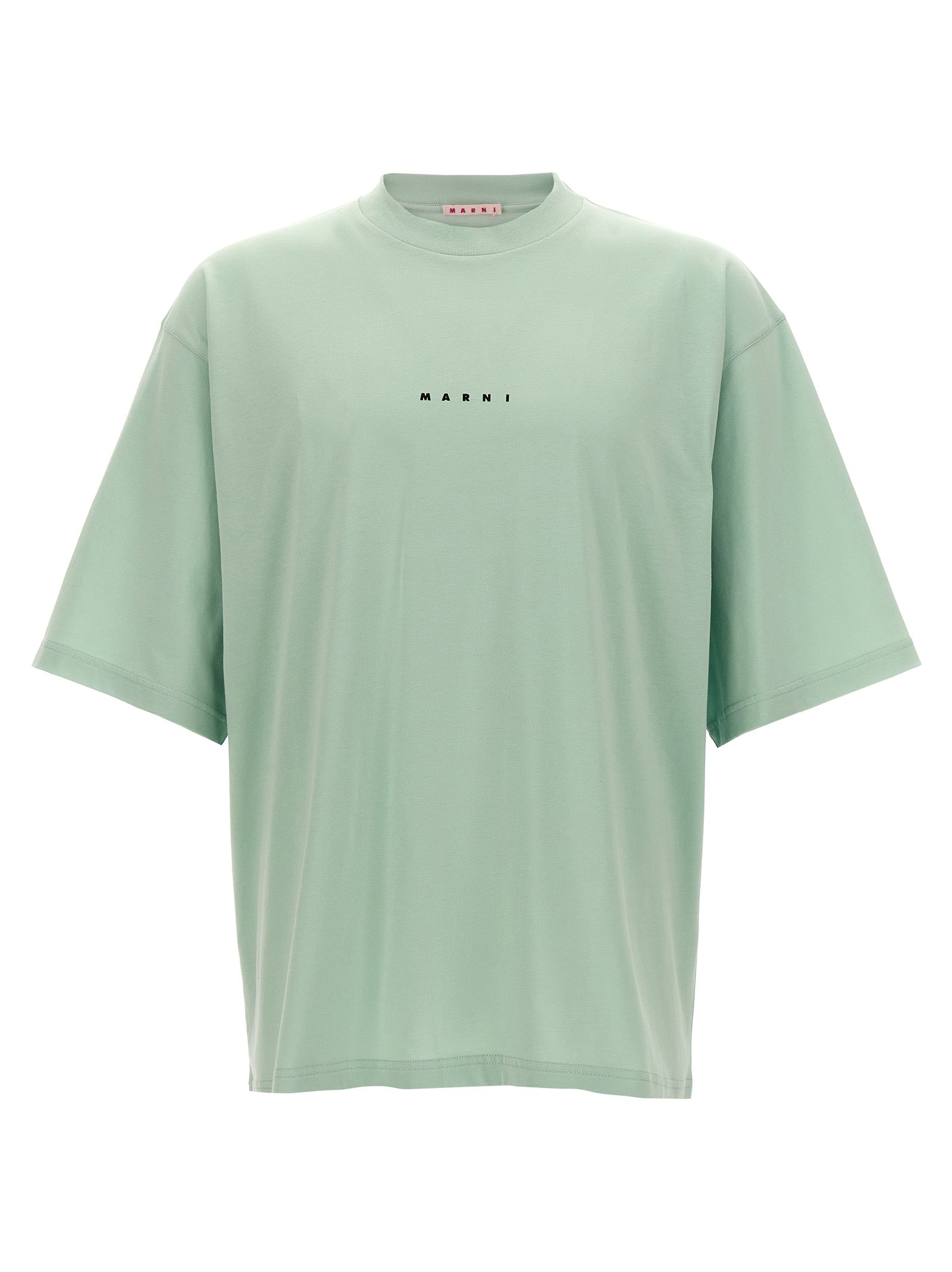 Marni-Logo Print T Shirt Celeste-Uomo