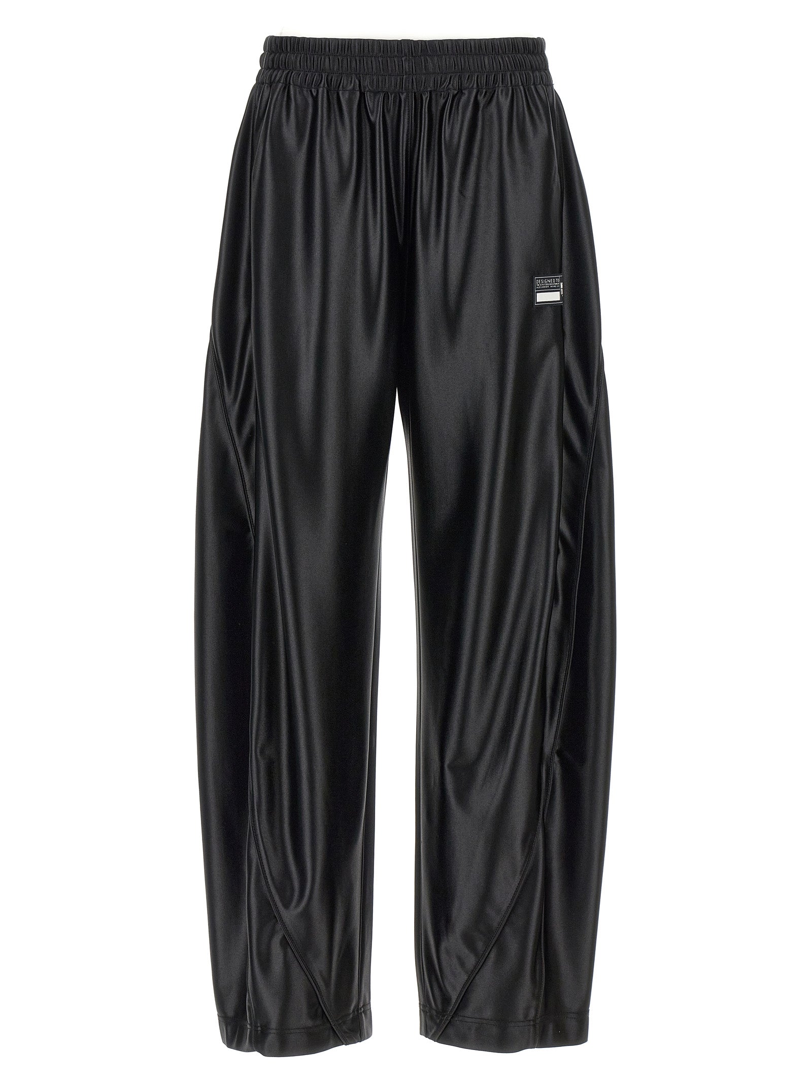 T By Alexander Wang-Logo Label Pantaloni Nero-Donna