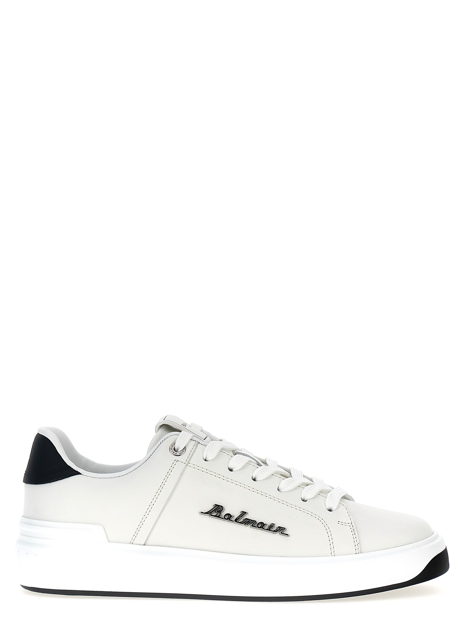 Balmain-B-Court Sneakers Bianco/Nero-Uomo