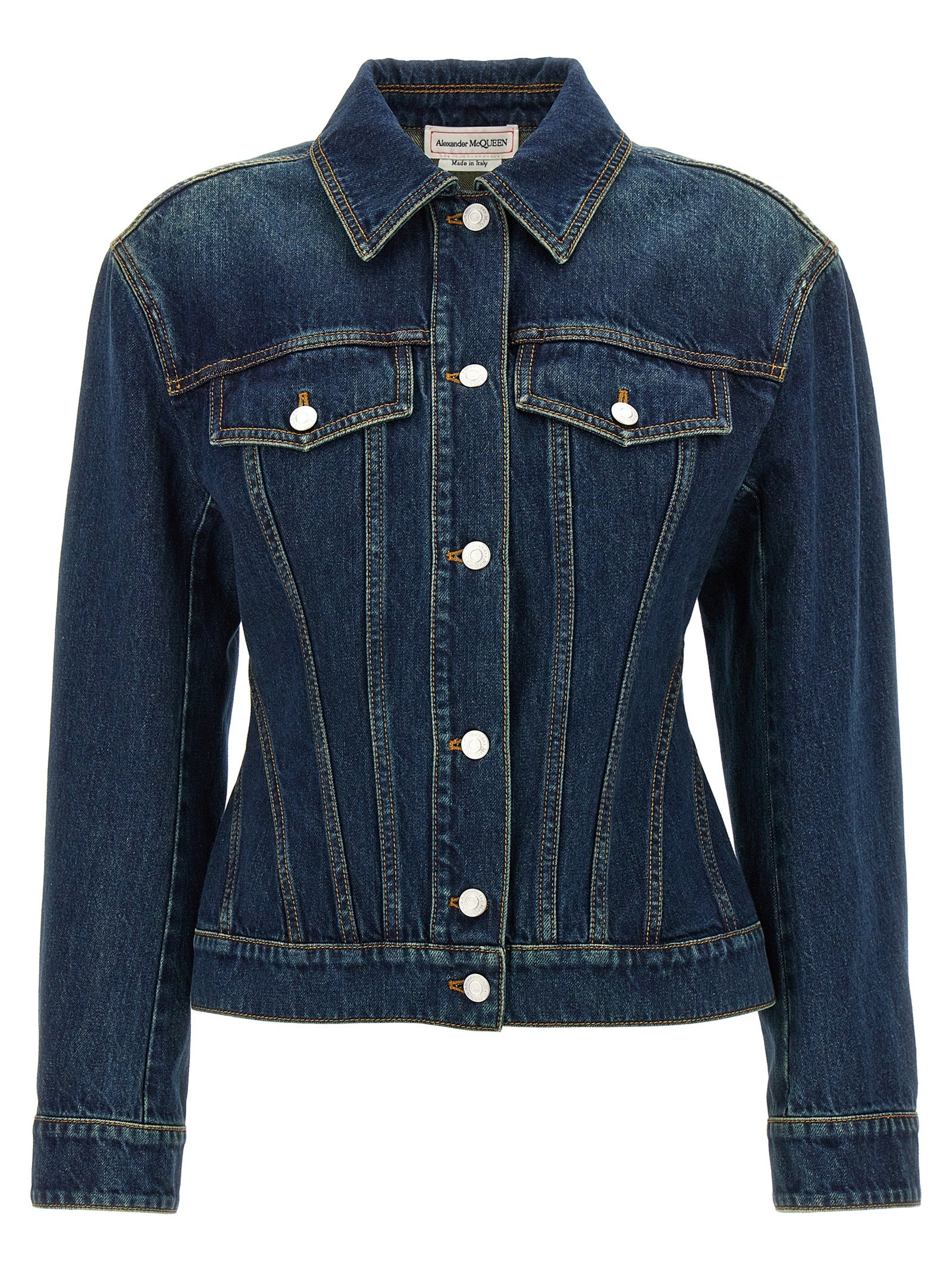 Alexander Mcqueen-Denim Jacket Giacche Blu-Donna