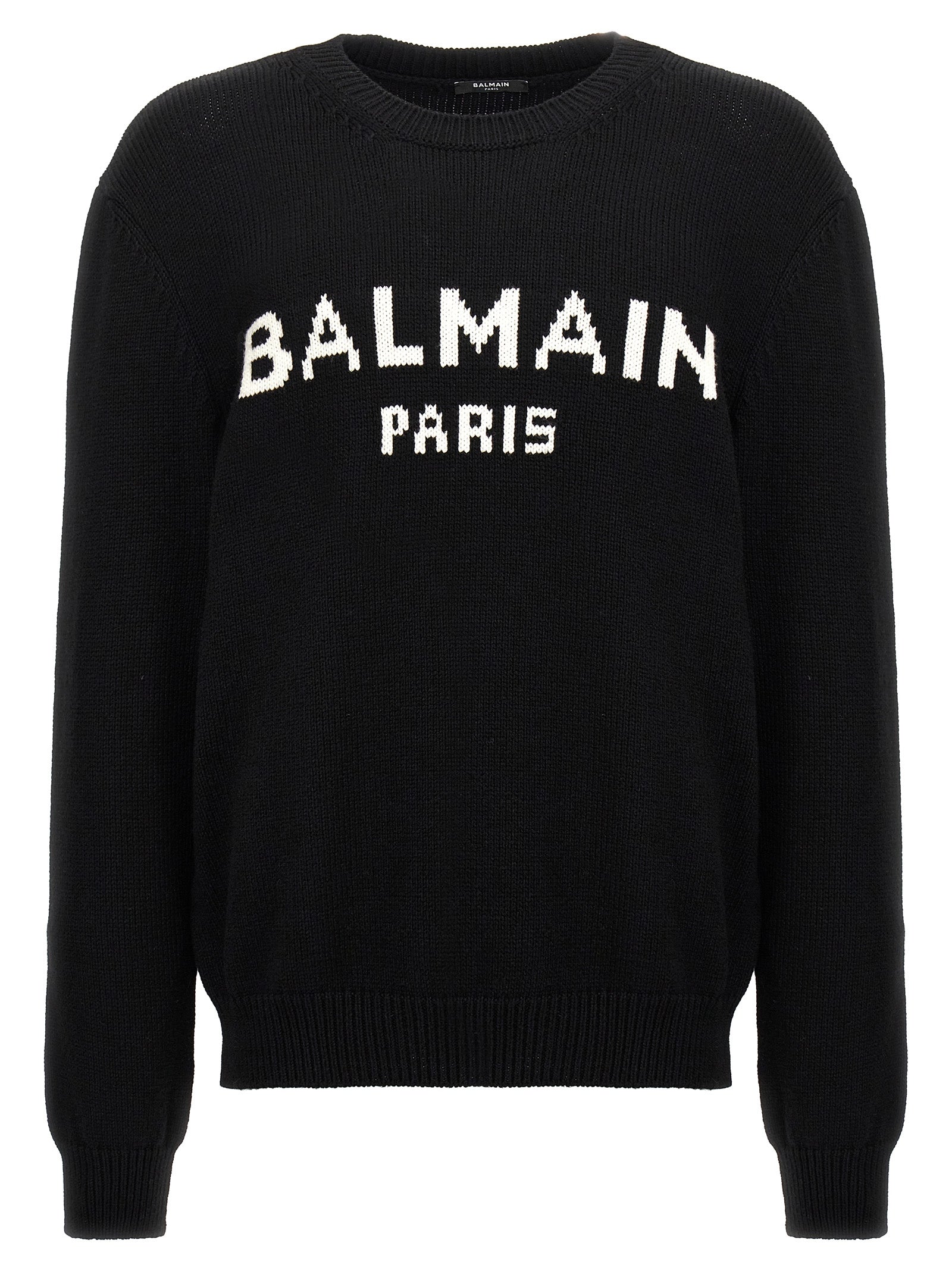 Balmain-Logo Maglioni Bianco/Nero-Uomo