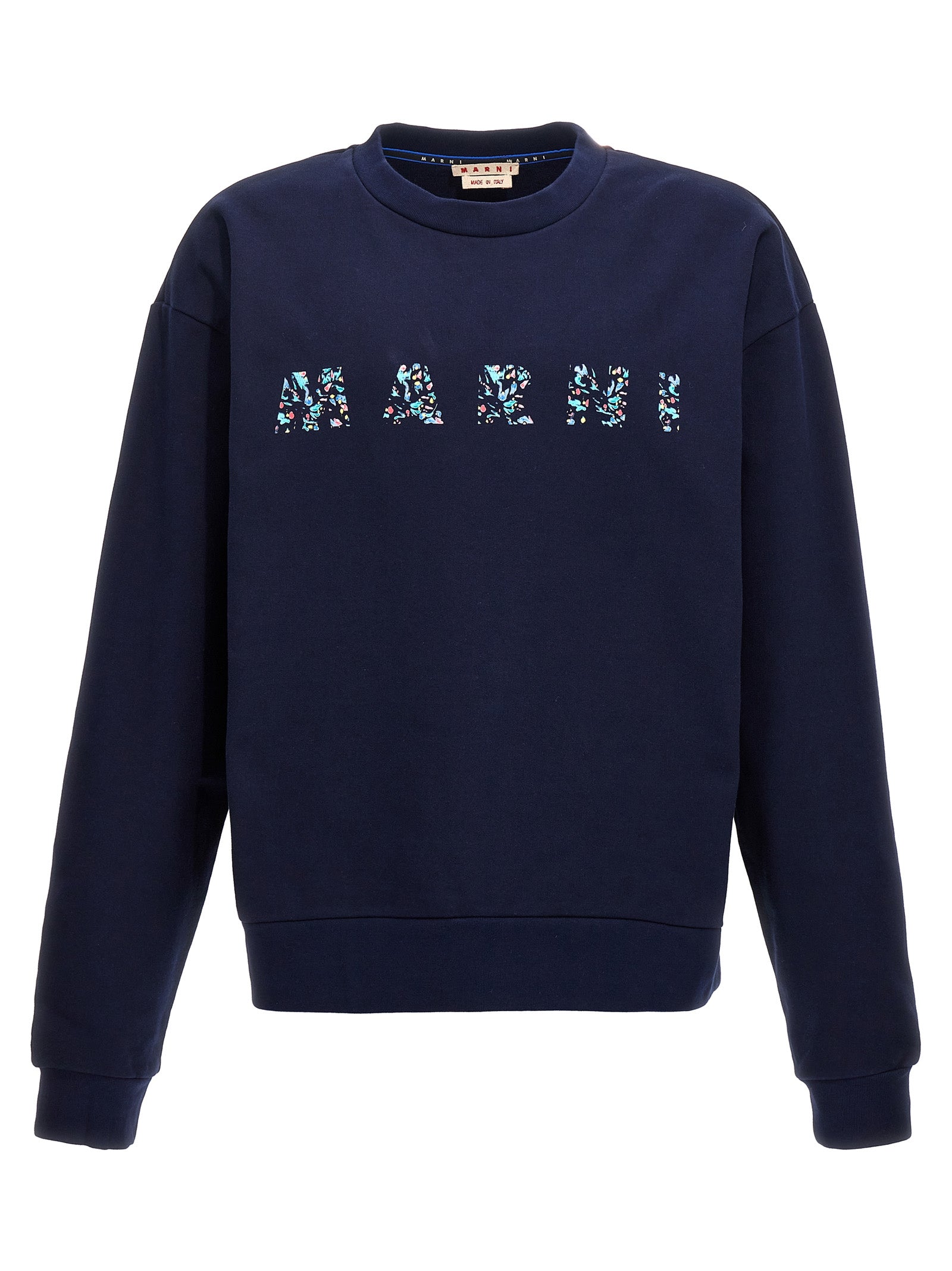 Marni-Floral Logo Felpe Blu-Uomo