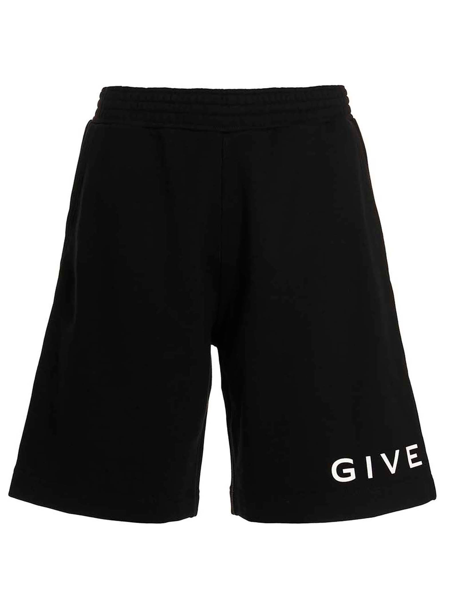 Givenchy-Logo Print Bermuda Shorts Bermuda, Short Bianco/Nero-Uomo