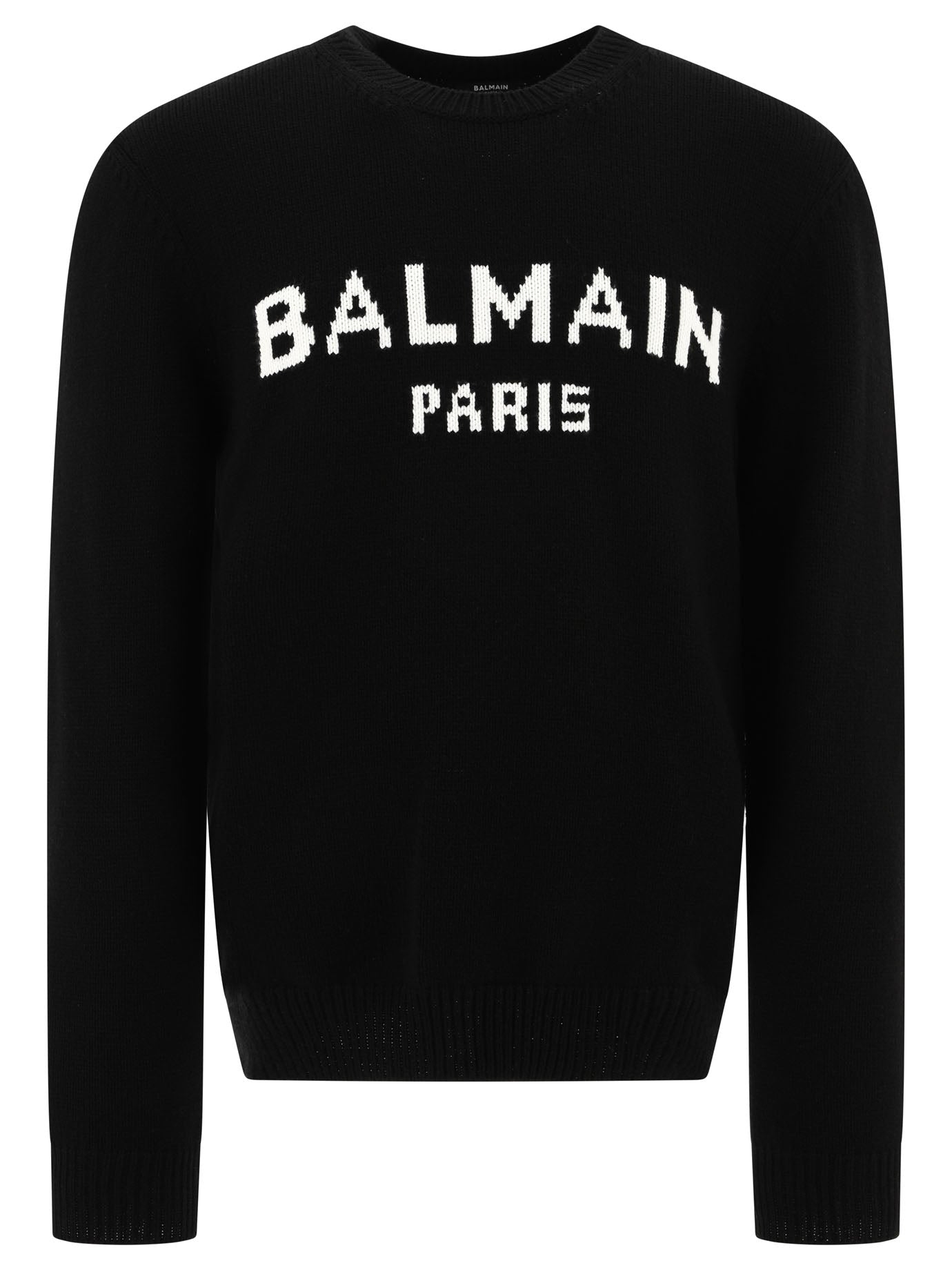 Balmain-Sweater With Logo Knitwear Nero-Uomo