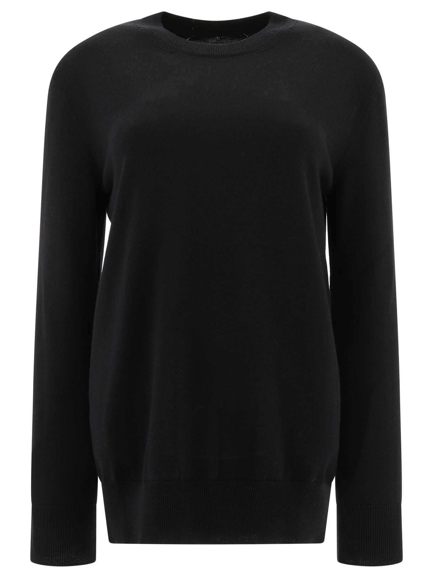 Jil Sander-Medium-Weight Crewneck Sweater Knitwear Nero-Donna