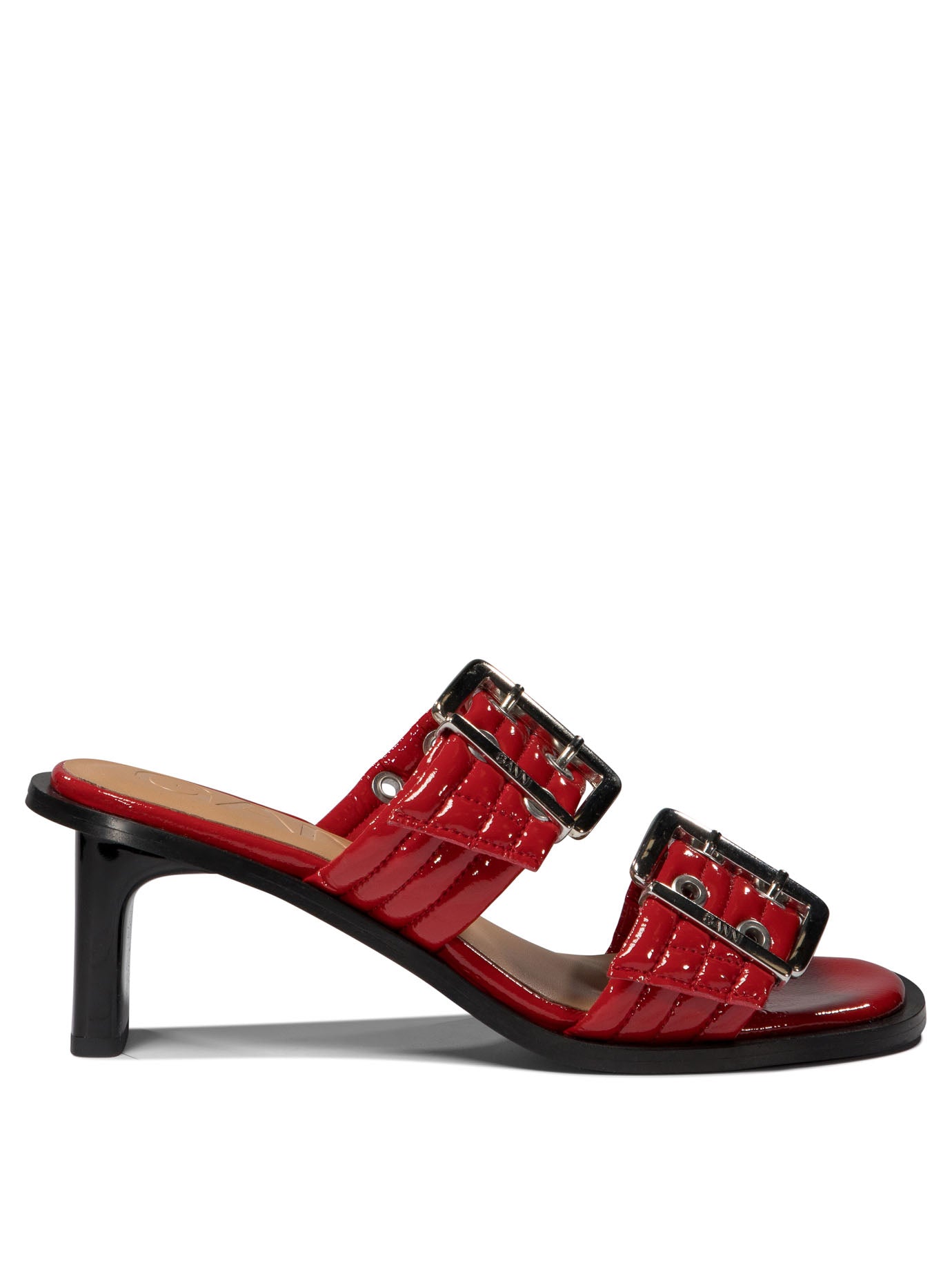 Ganni-Buckle Sandali Rosso-Donna