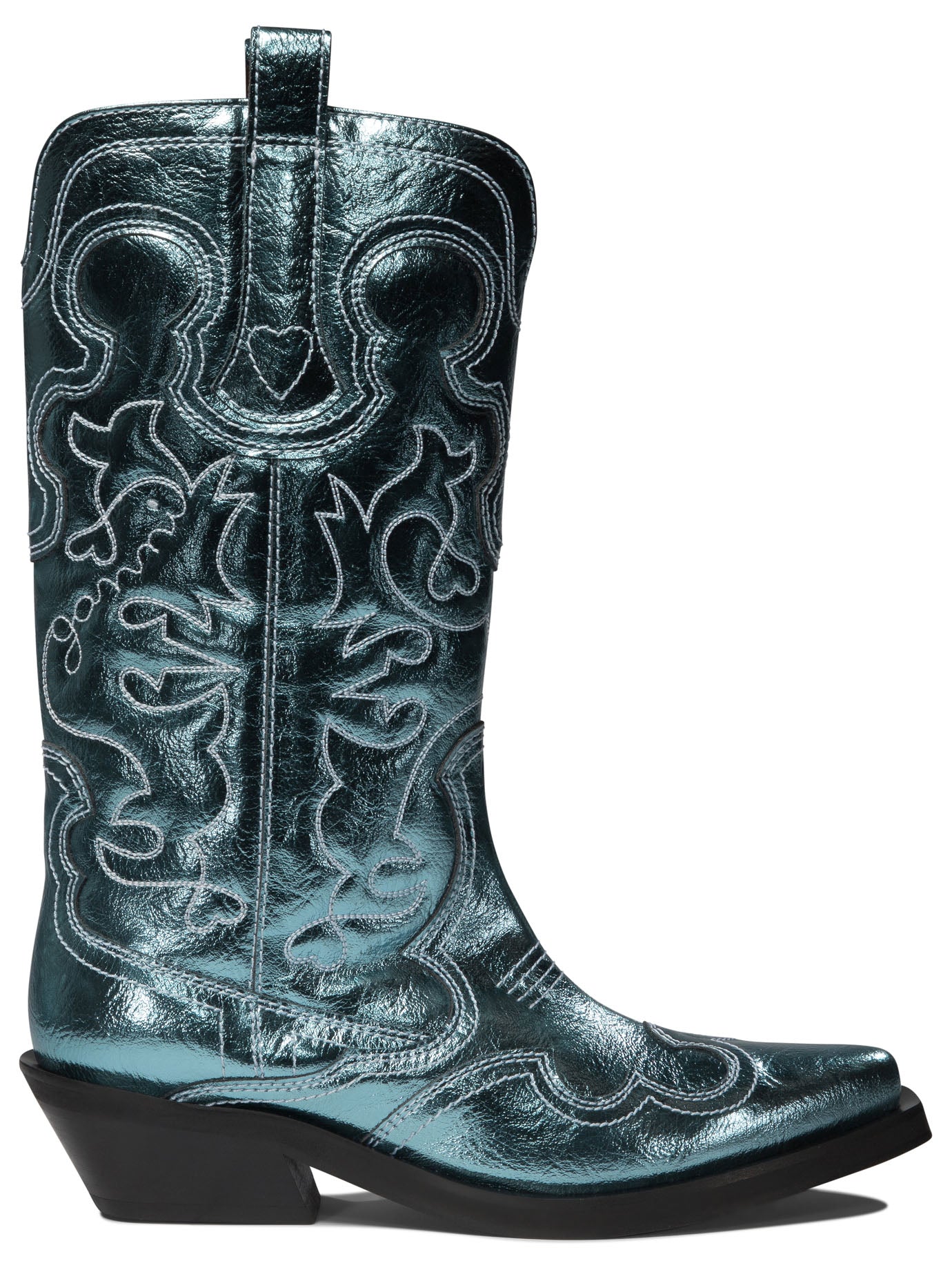 Ganni-Western-Embroidered Boots Stivali & Stivaletti Celeste-Donna