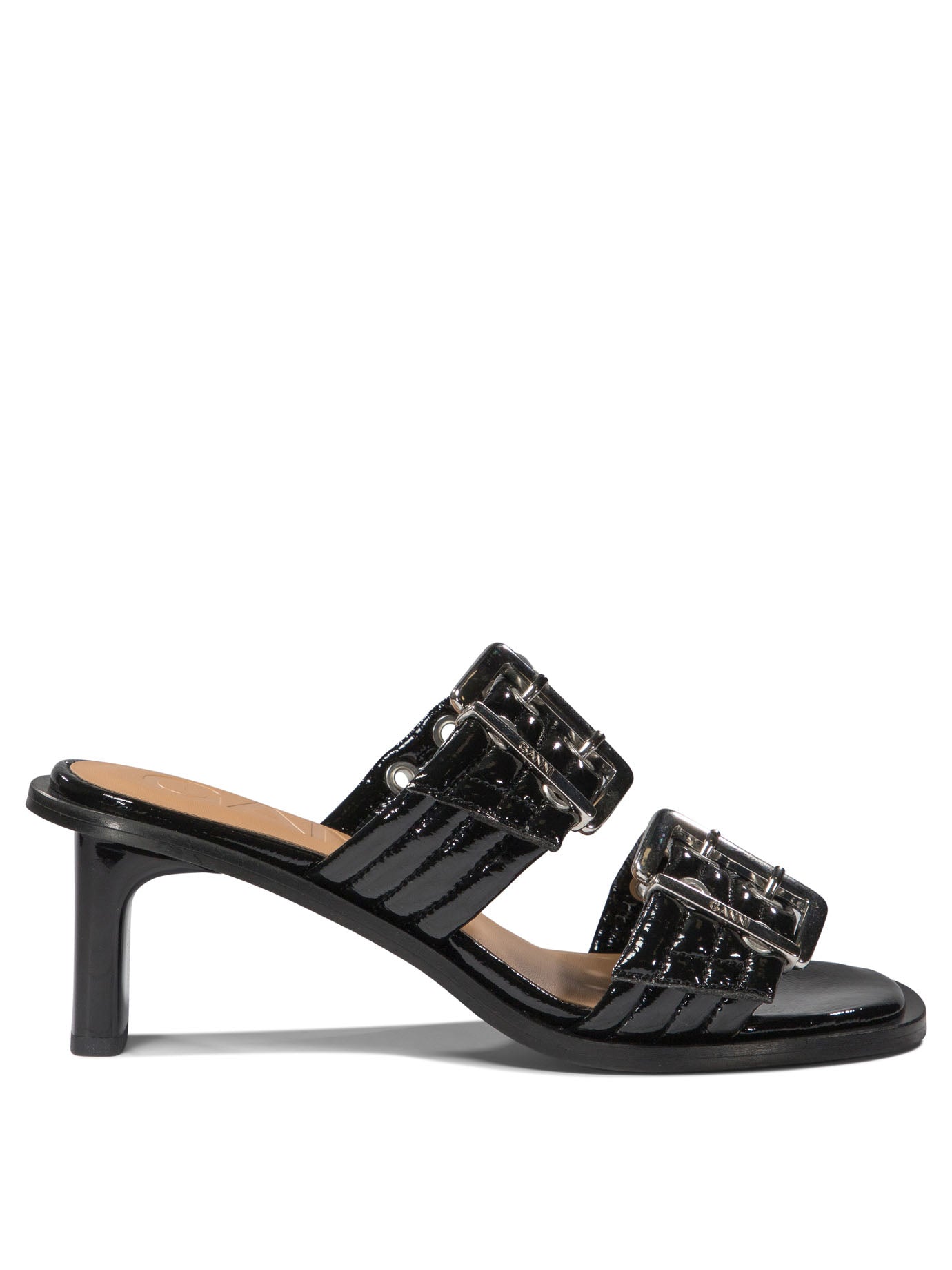 Ganni-Buckle Sandali Nero-Donna