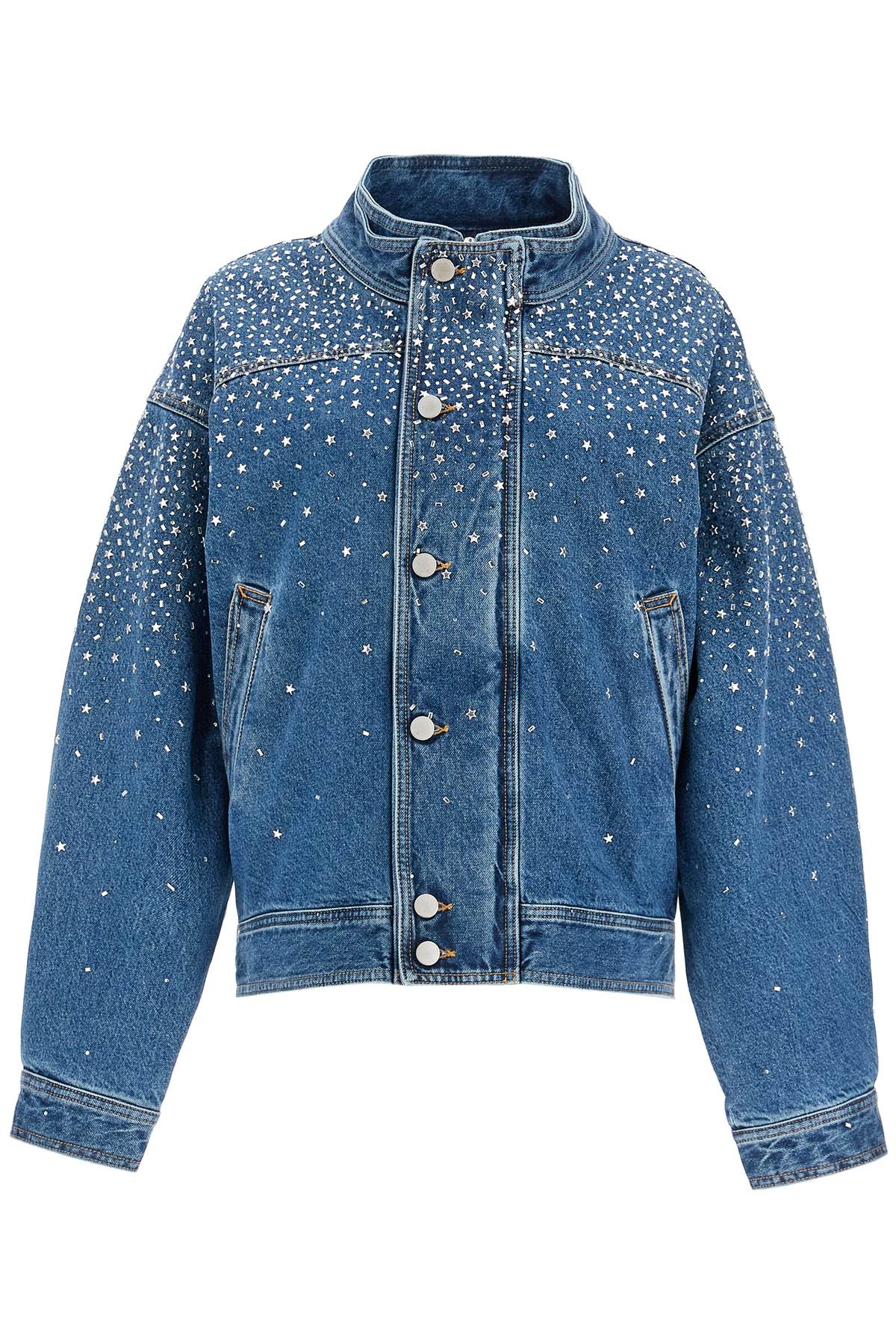 Alessandra Rich-Bomber In Denim Con Strass-Donna