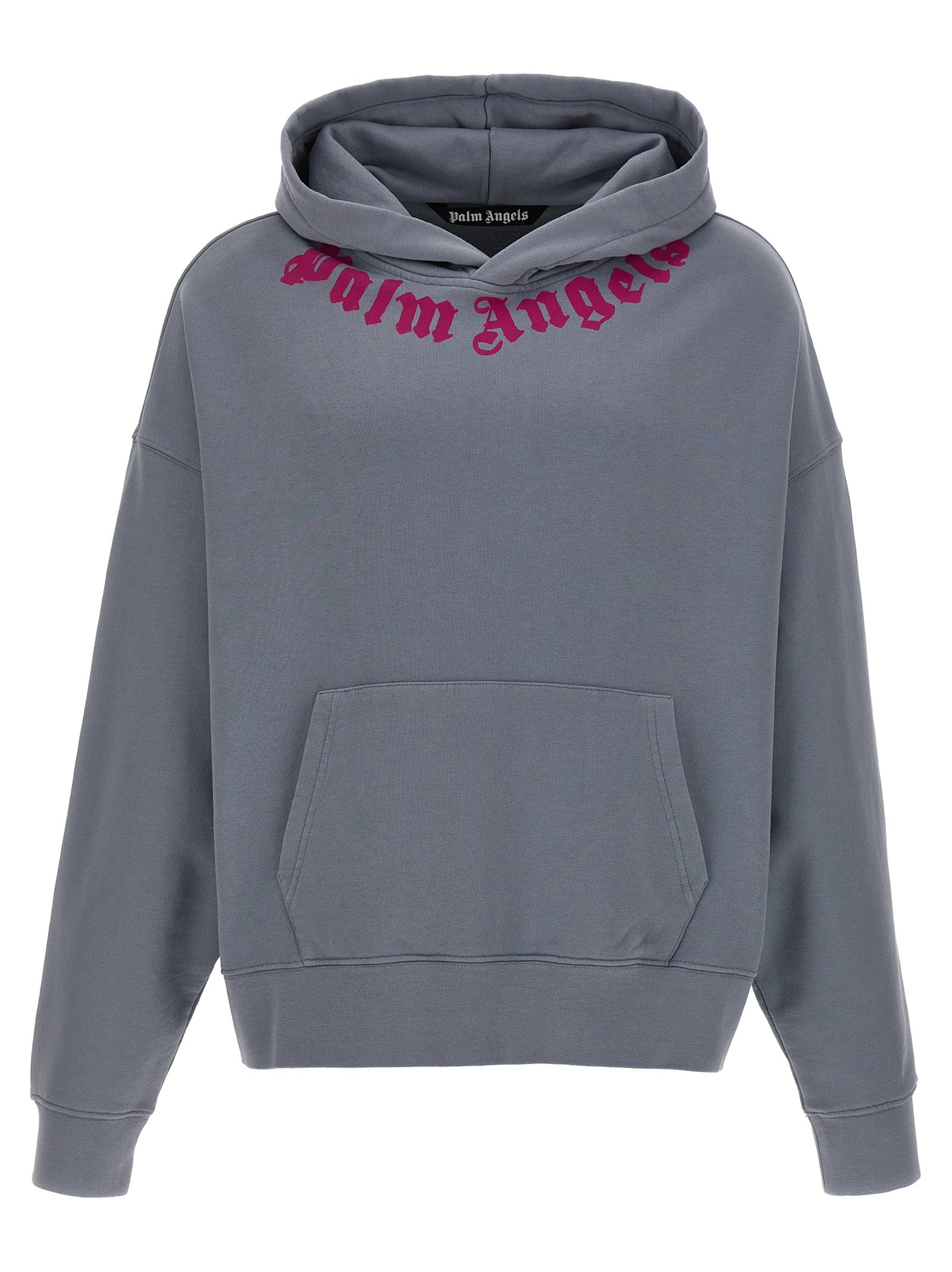 Palm Angels-Neck Logo Felpe Grigio-Uomo