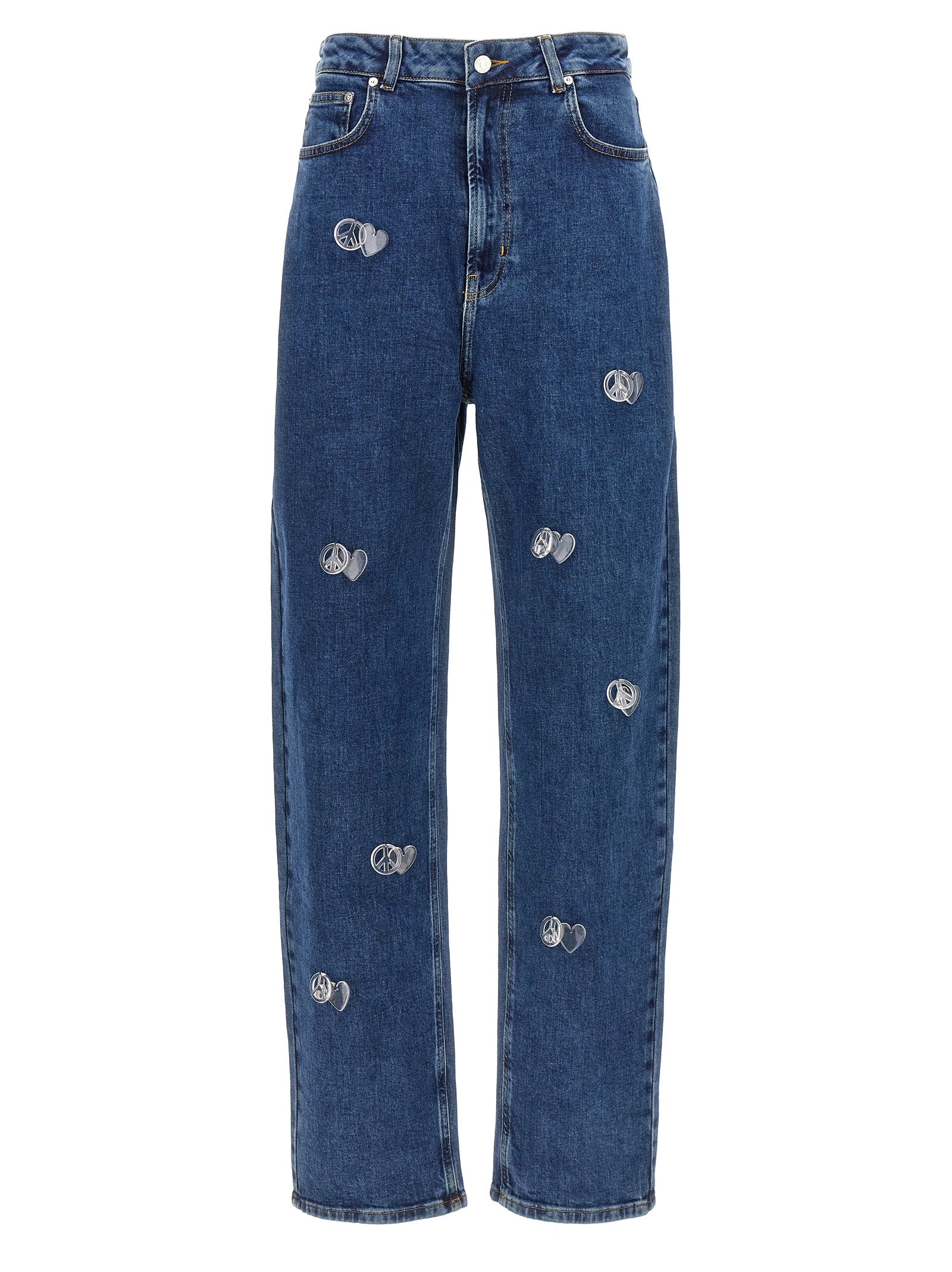 Mo5ch1no Jeans-Charms Application Jeans Blu-Donna