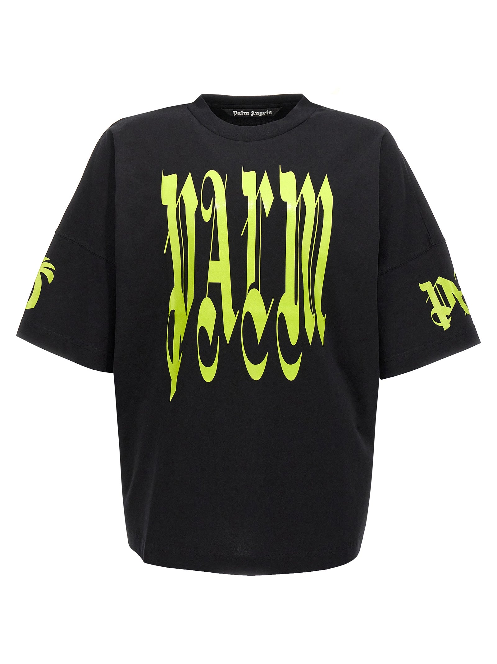 Palm Angels-Back Gothic Palm T Shirt Nero-Uomo