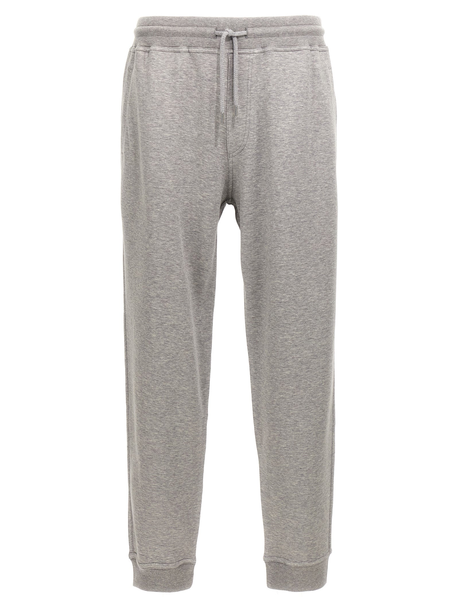 Brunello Cucinelli-Cotton Blend Joggers Pantaloni Grigio-Uomo