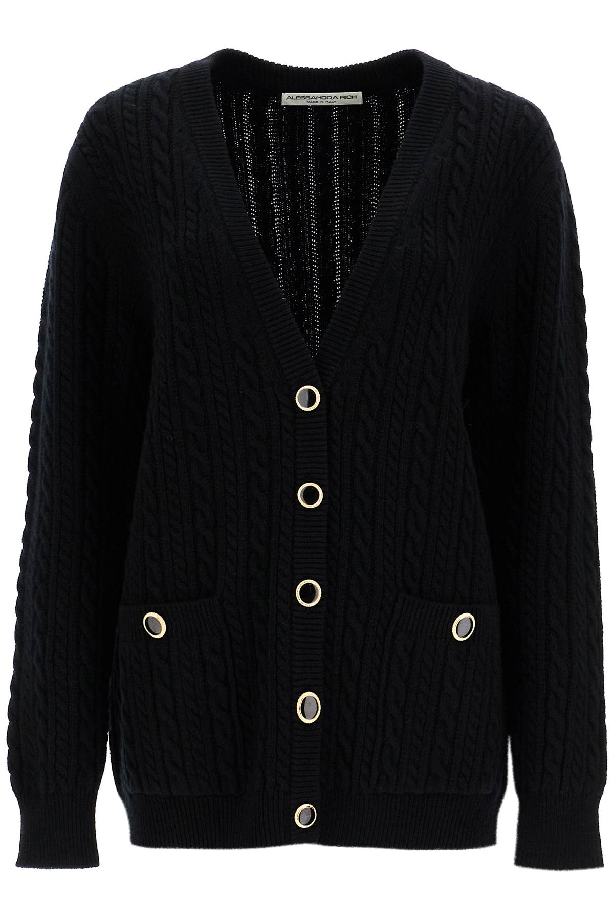 Alessandra Rich-Cardigan Oversize In Lana-Donna