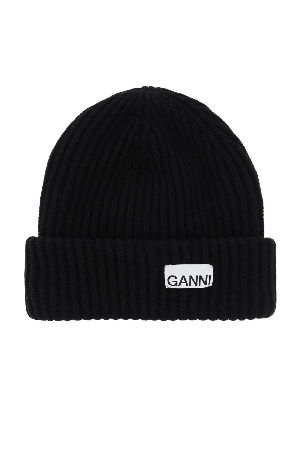 Ganni-Cappello Beanie Con Patch Logo-Donna