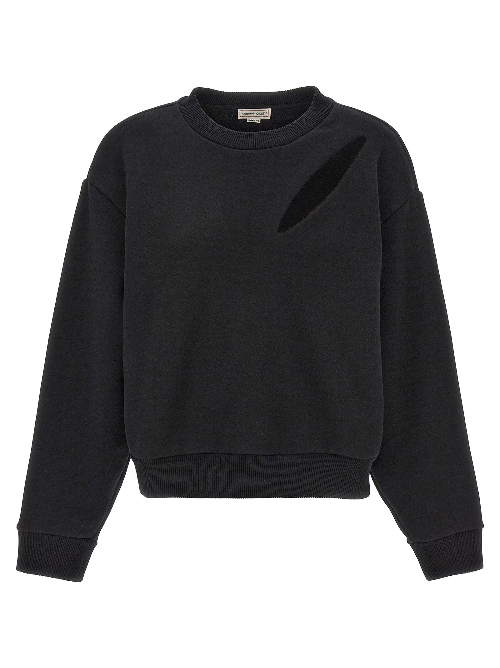 Alexander Mcqueen-Cut And Sew Felpe Nero-Donna