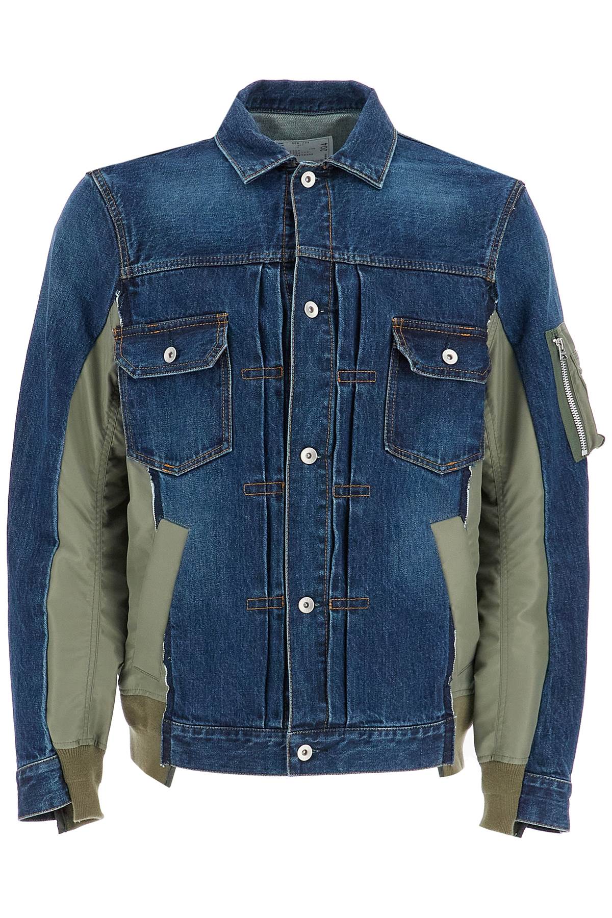 Sacai-Giacca In Denim E Nylon-Uomo