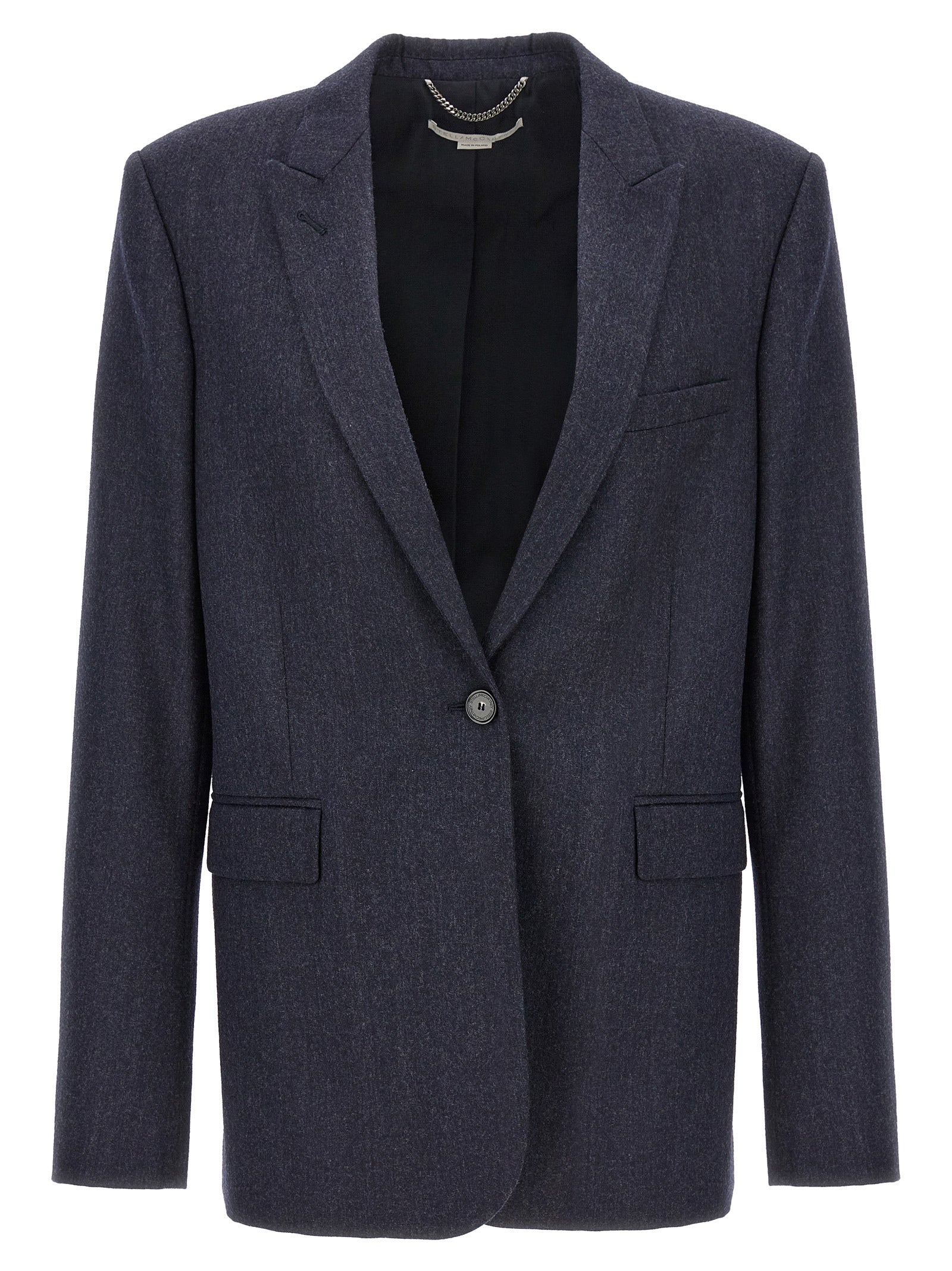 Stella Mccartney-Single-Breasted Wool Blazer Blazer And Suits Blu-Donna