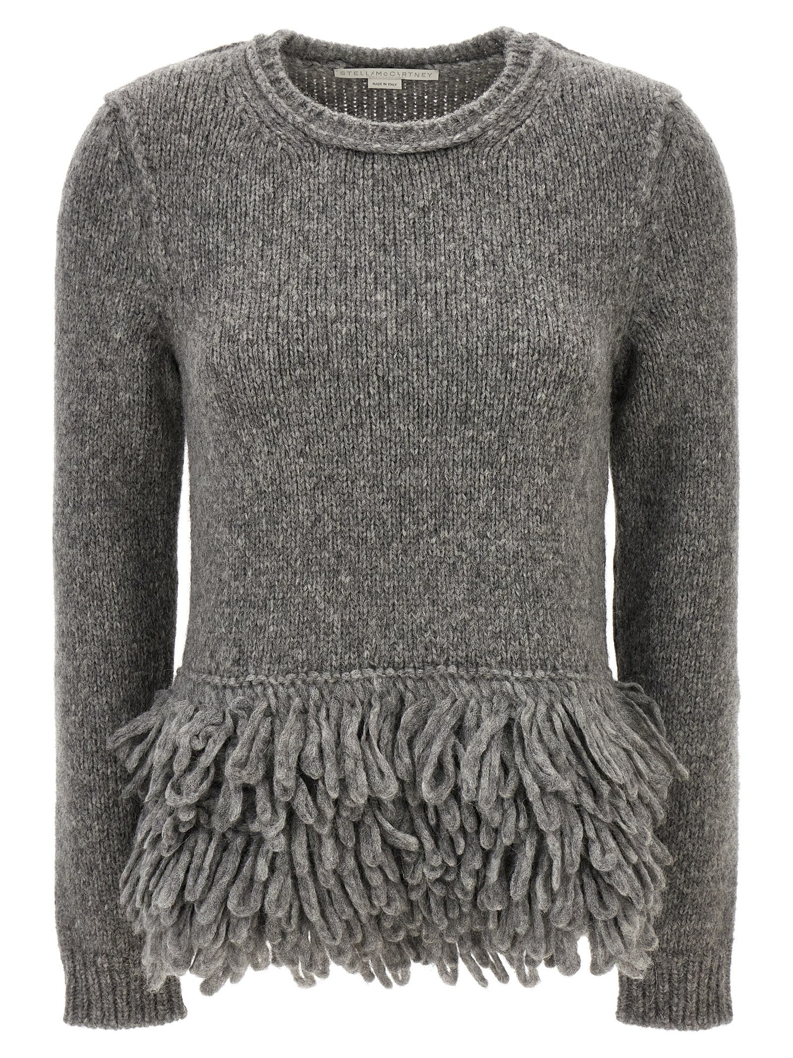 Stella Mccartney-Fringed Sweater Tute Intere Grigio-Donna