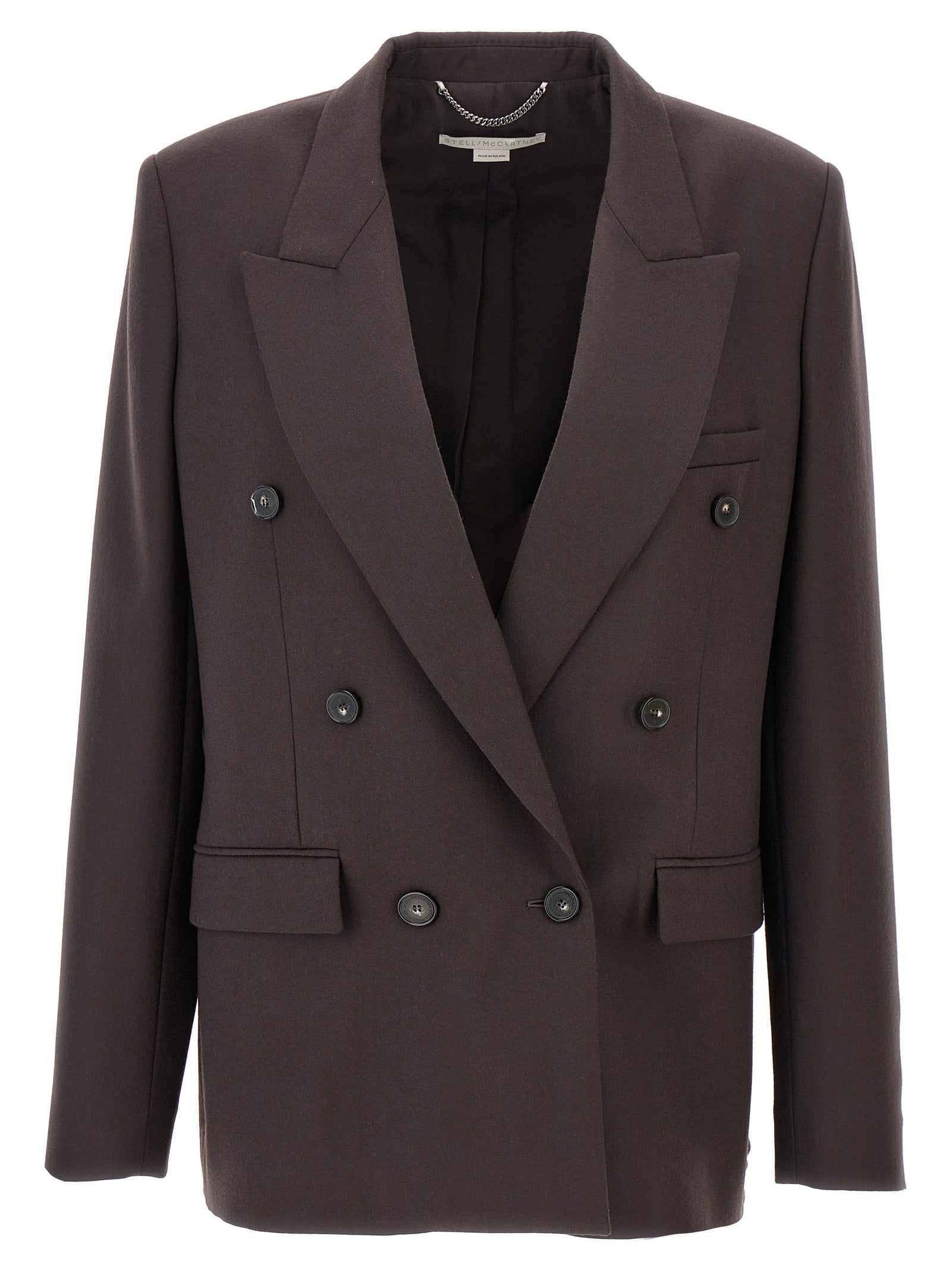 Stella Mccartney-Double-Breasted Wool Blazer Blazer And Suits Marrone-Donna